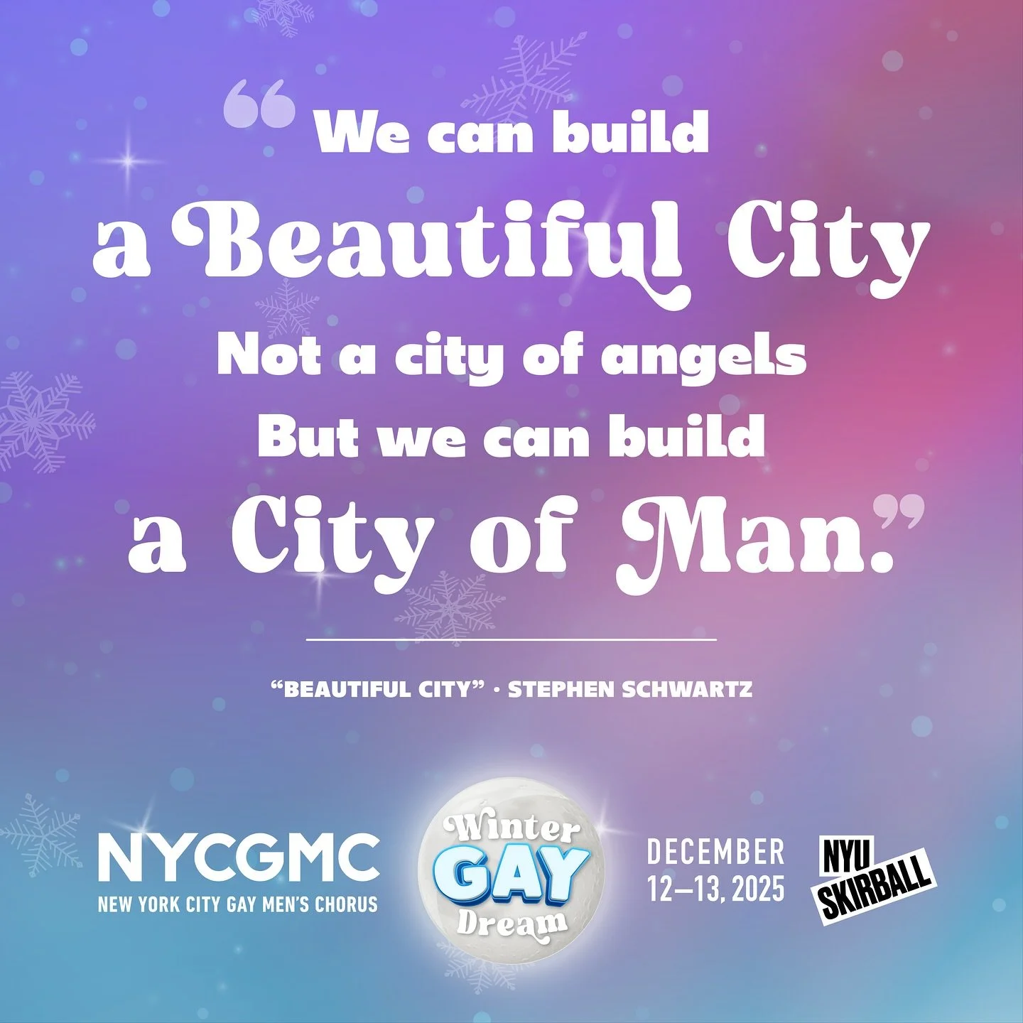 This season, we&rsquo;re dreaming of a Beautiful City built on joy, resilience, and a whole lot of queer magic. ❄️✨

Winter Gay Dream tickets are officially on sale, and this Stephen Schwartz moment is just a taste of what&rsquo;s waiting for you at 