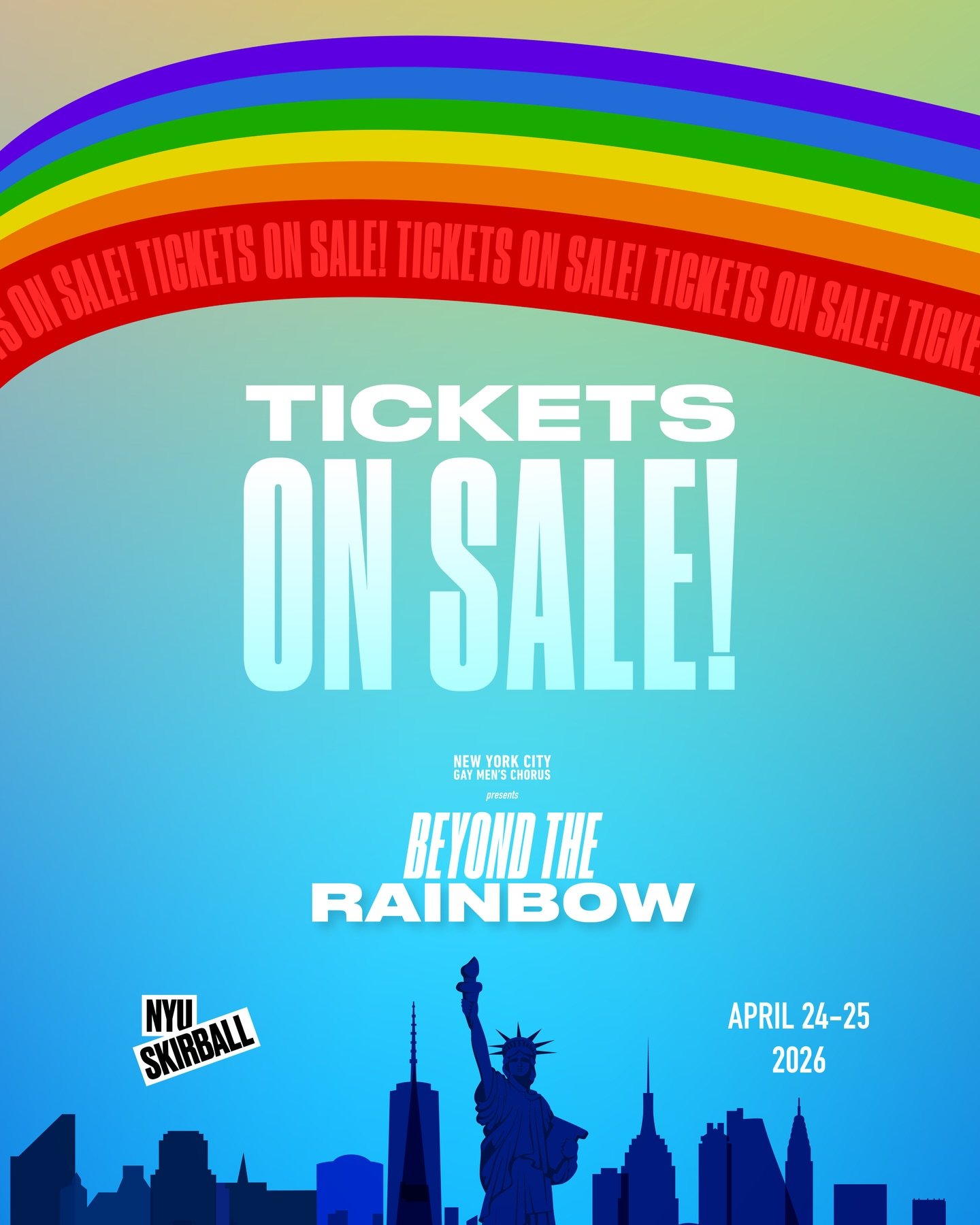 Tickets are officially on sale for Beyond the Rainbow 🌈

Join us April 24&ndash;25 at NYU Skirball for a concert that reflects where we&rsquo;ve been and looks boldly toward what&rsquo;s next. Big anthems, new works, and a night that asks what we ca
