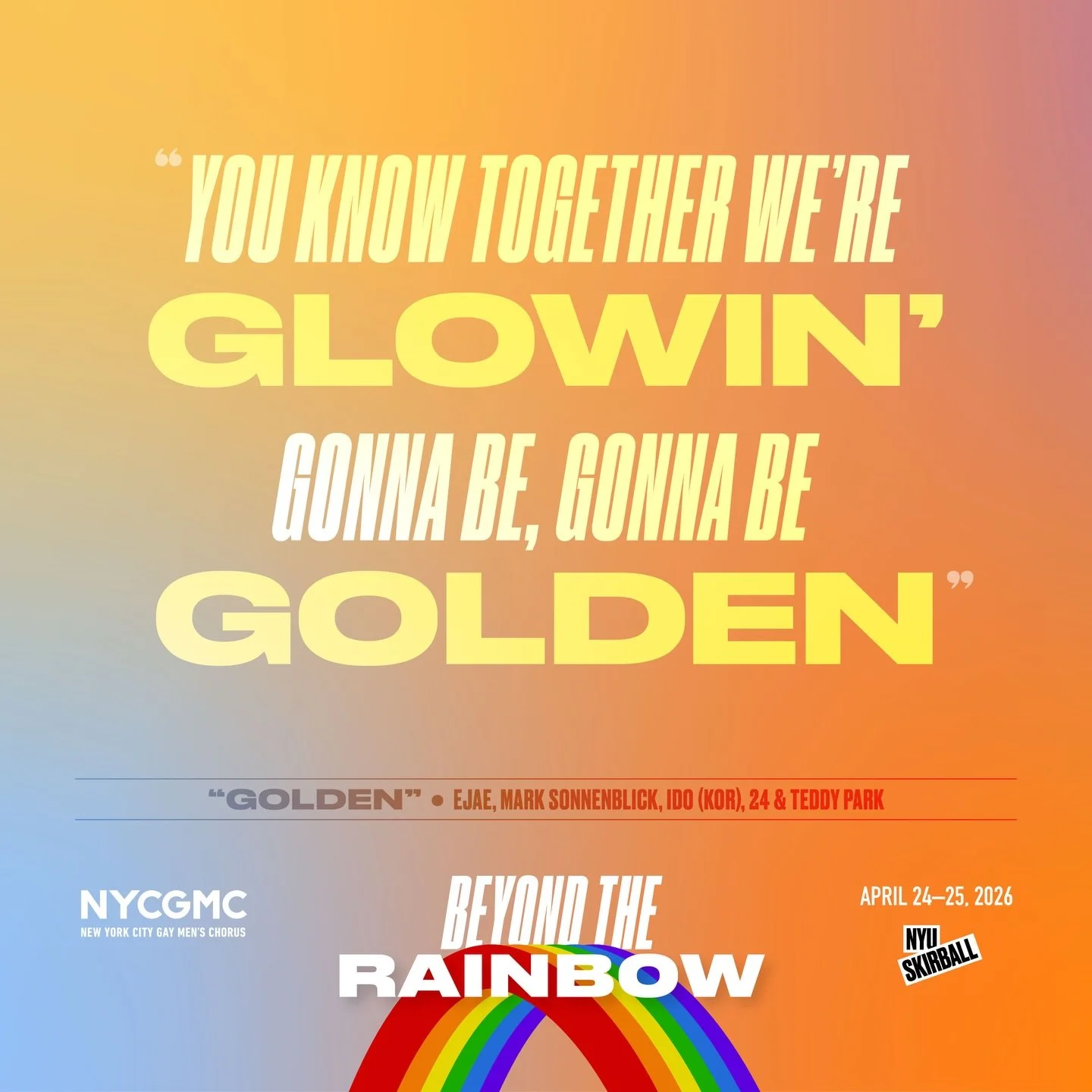 Together, we&rsquo;re glowin&rsquo;.

Beyond the Rainbow
April 24 at 8 PM
April 25 at 3 PM &amp; 8 PM
NYU Skirball Center

Join us. Tickets on sale now. #linkinbio