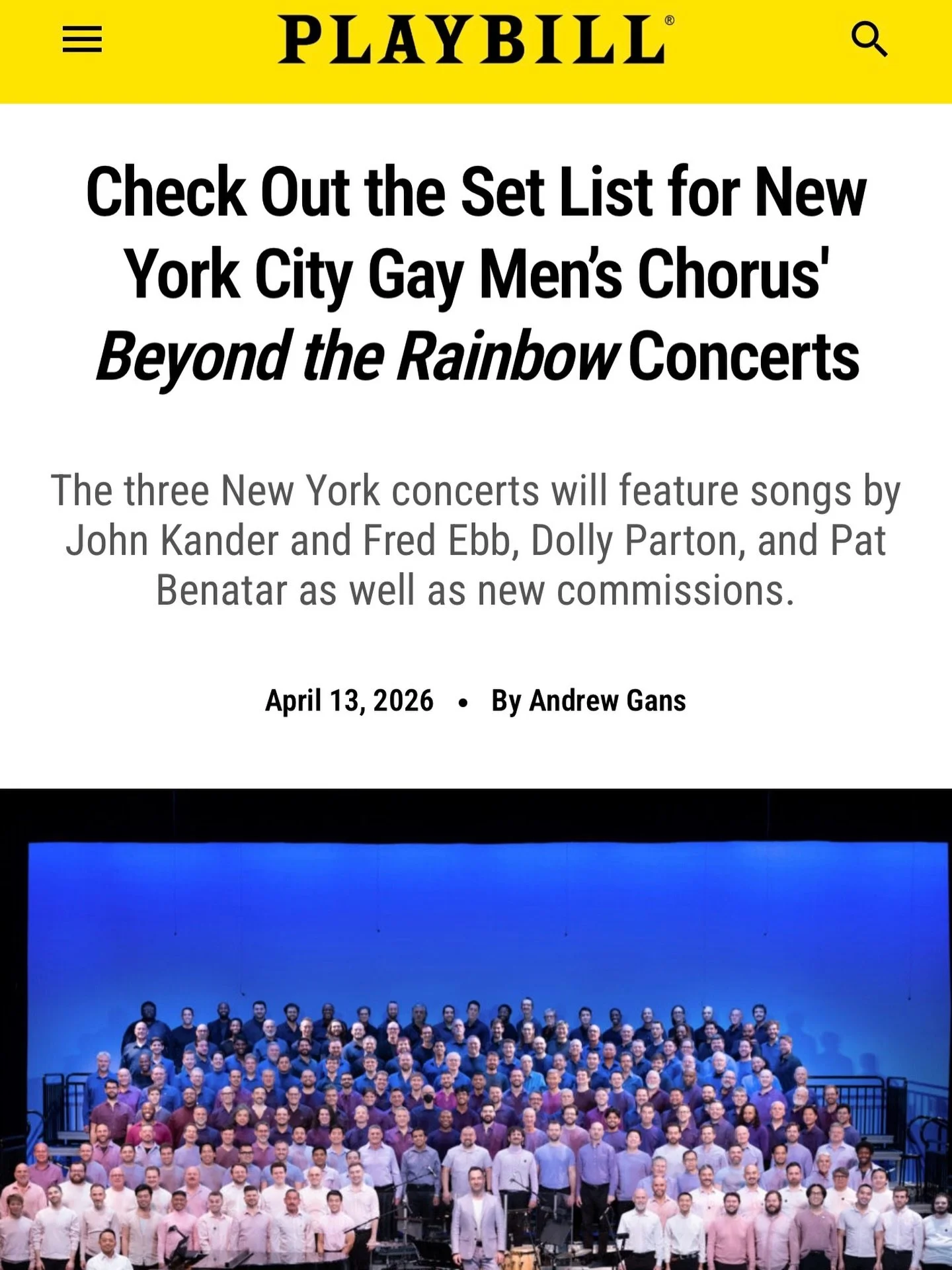 @playbill just dropped the set list for Beyond the Rainbow.

From iconic voices to bold new works &mdash; this program is something special.

April 24&ndash;25 | NYU Skirball
🎟️ Tickets on sale now