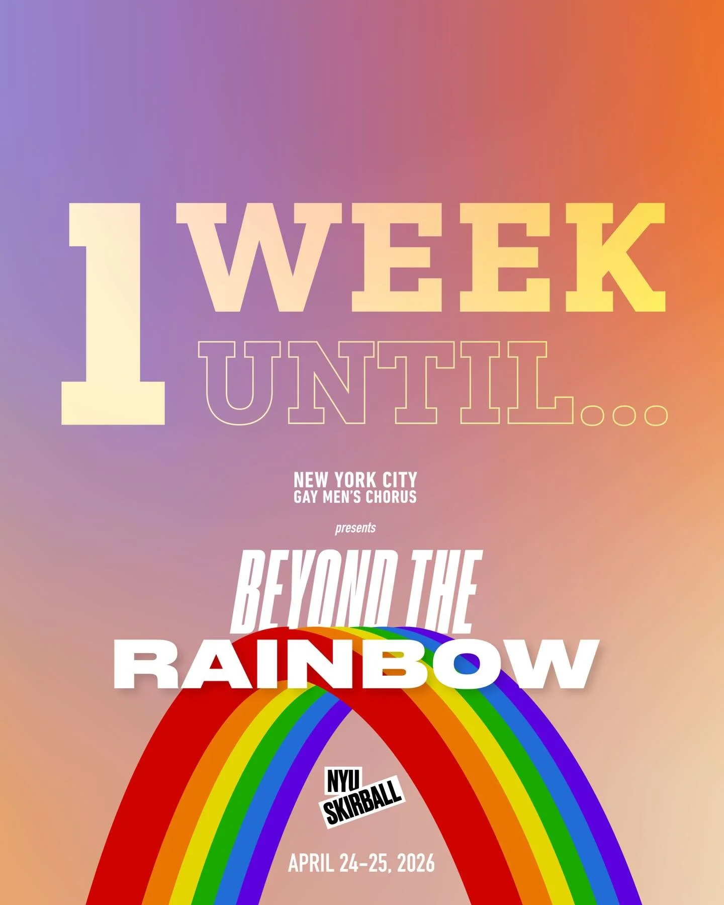 One week until Beyond the Rainbow.

The music is ready. The voices are warming up. The countdown is officially on.

Join us for a night of joy, community, and unforgettable choral music.

#NYCGMC #BeyondTheRainbow
