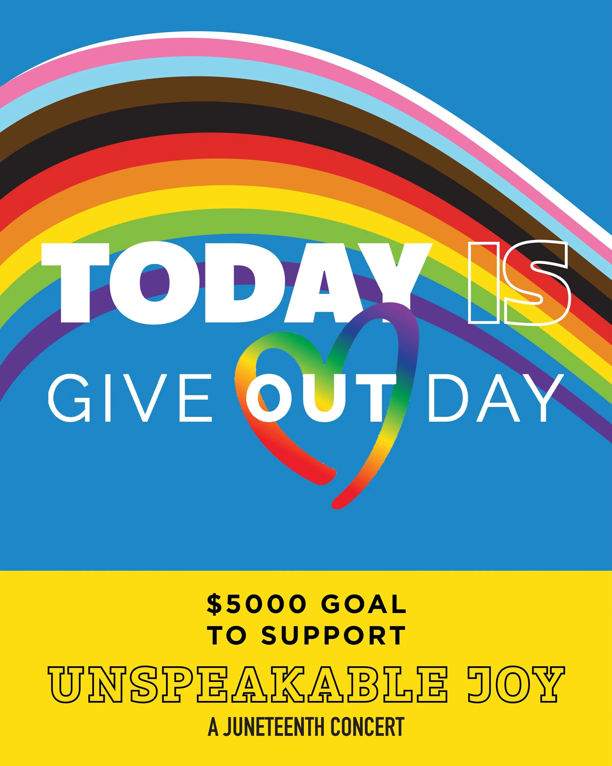 Today is Give OUT Day 🌈

We&rsquo;re proud to join LGBTQ+ organizations nationwide for a day dedicated to supporting queer community, visibility, and advocacy.

NYCGMC&rsquo;s goal is to raise $5,000 to support Unspeakable Joy, our free annual Junet