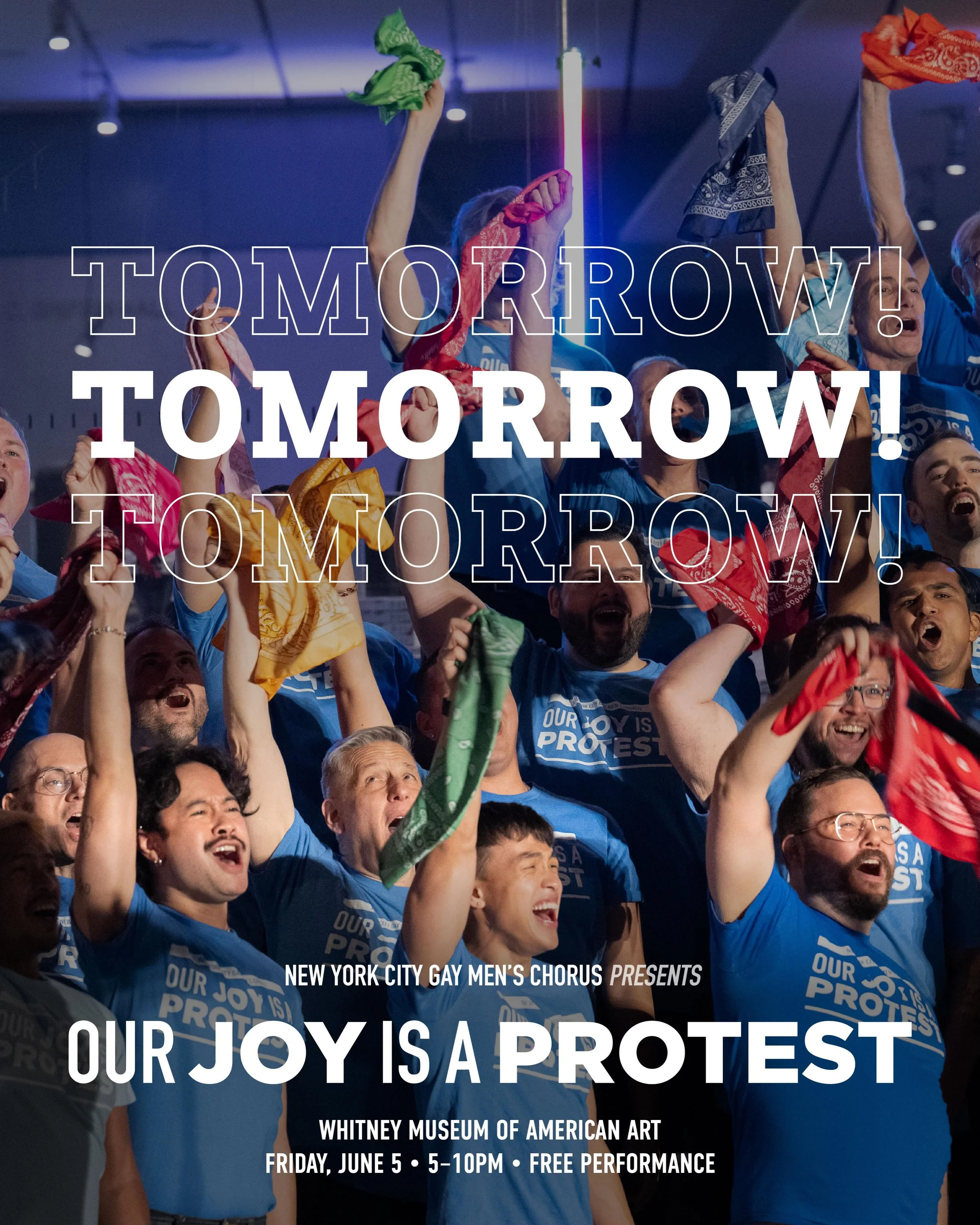 TOMORROW 🌟🎵

Our Joy is a Protest returns at the Whitney Museum. 

Tomorrow night, the music takes center stage. Get ready for powerful harmonies, big emotions, and a celebration of pride, community, and joy. See you there!

Featuring performances 