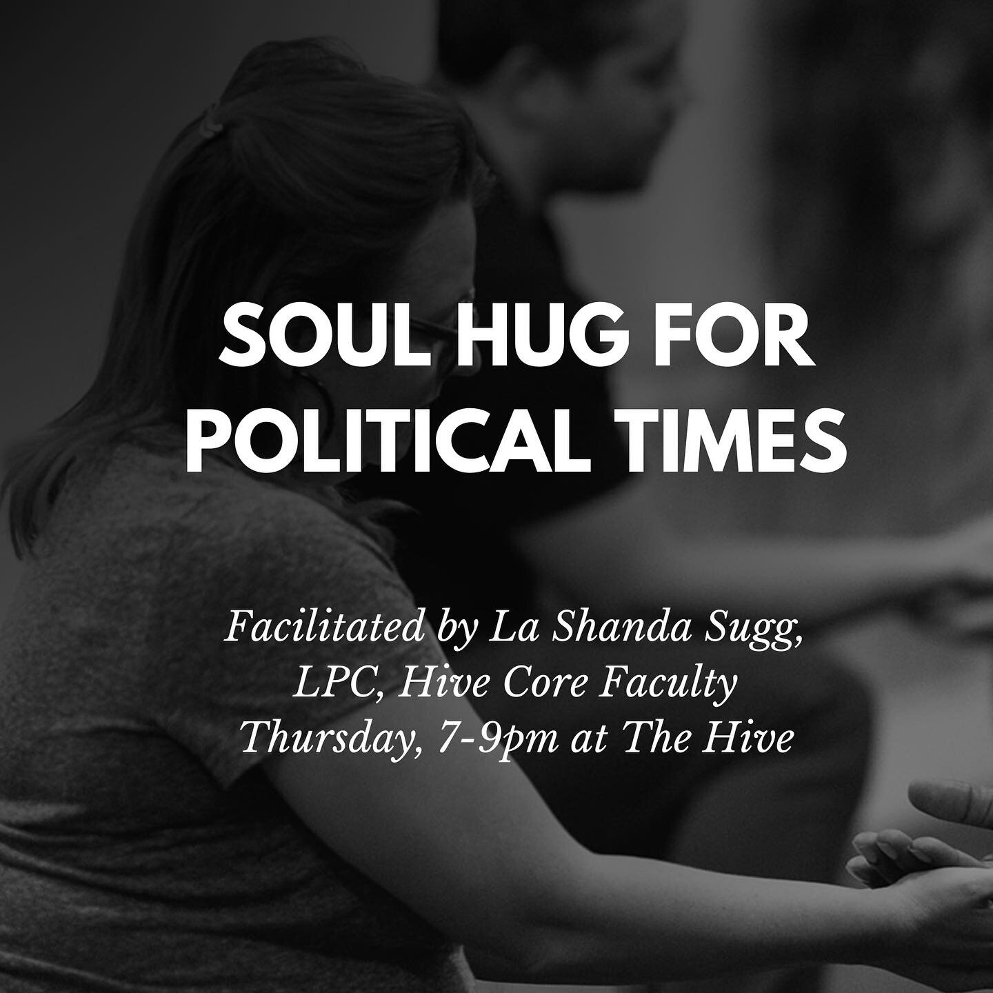 Just 5 spots remain for this Thursdays workshop with @laborsoflove513! The body is political, but often left out of the political discourse. How do we enlist and invite our bodies into this &ldquo;heady&rdquo; process?
&bull;
Soul Hug is a space wher