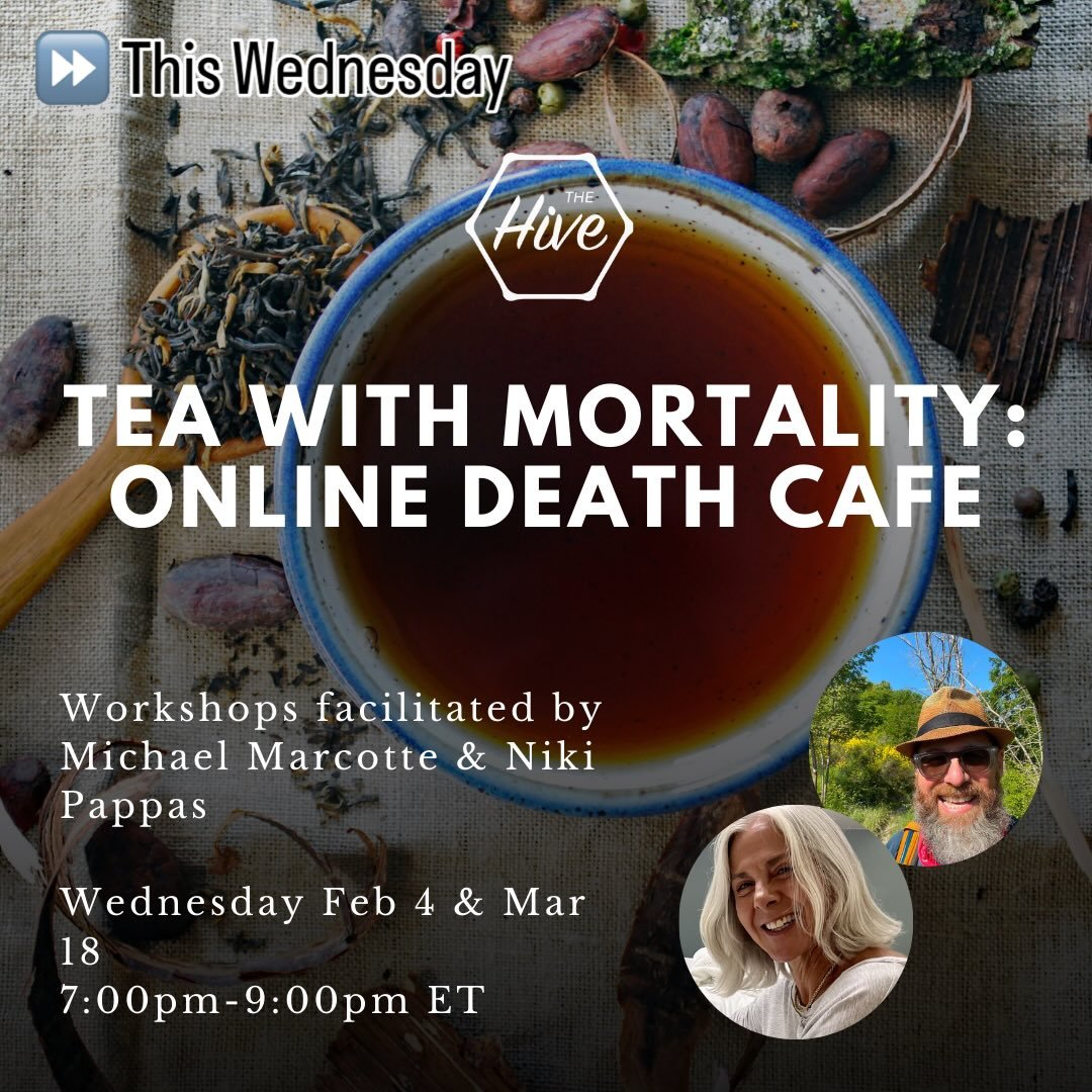 🗓️Wednesday, February 4 | Online
Open to all&mdash;no ongoing commitment 

Tea. Cake. Honest conversation.

Tea with Mortality is an online Death Cafe&mdash;a respectful, confidential space to speak openly about death, dying, grief, and loss. Lightl