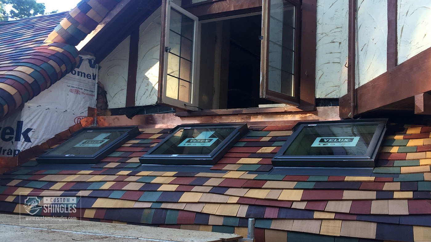 customized bent wood shingles colorful