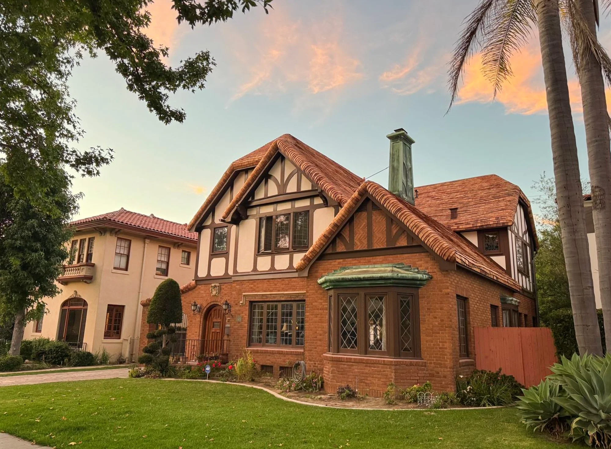 Cedar Shingle Roof on Tudor Home in California