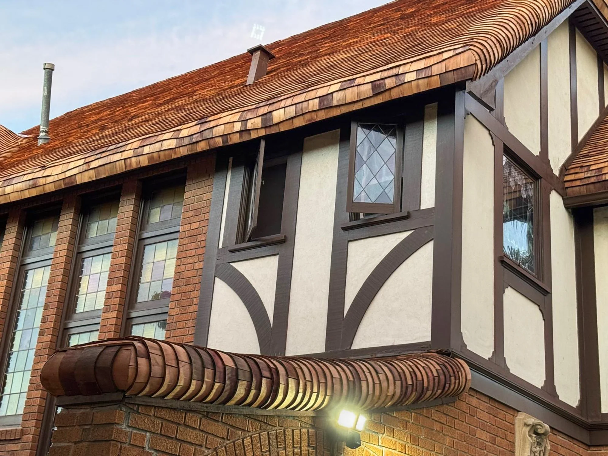 Close-up of Steam-Bent Cedar Shingles