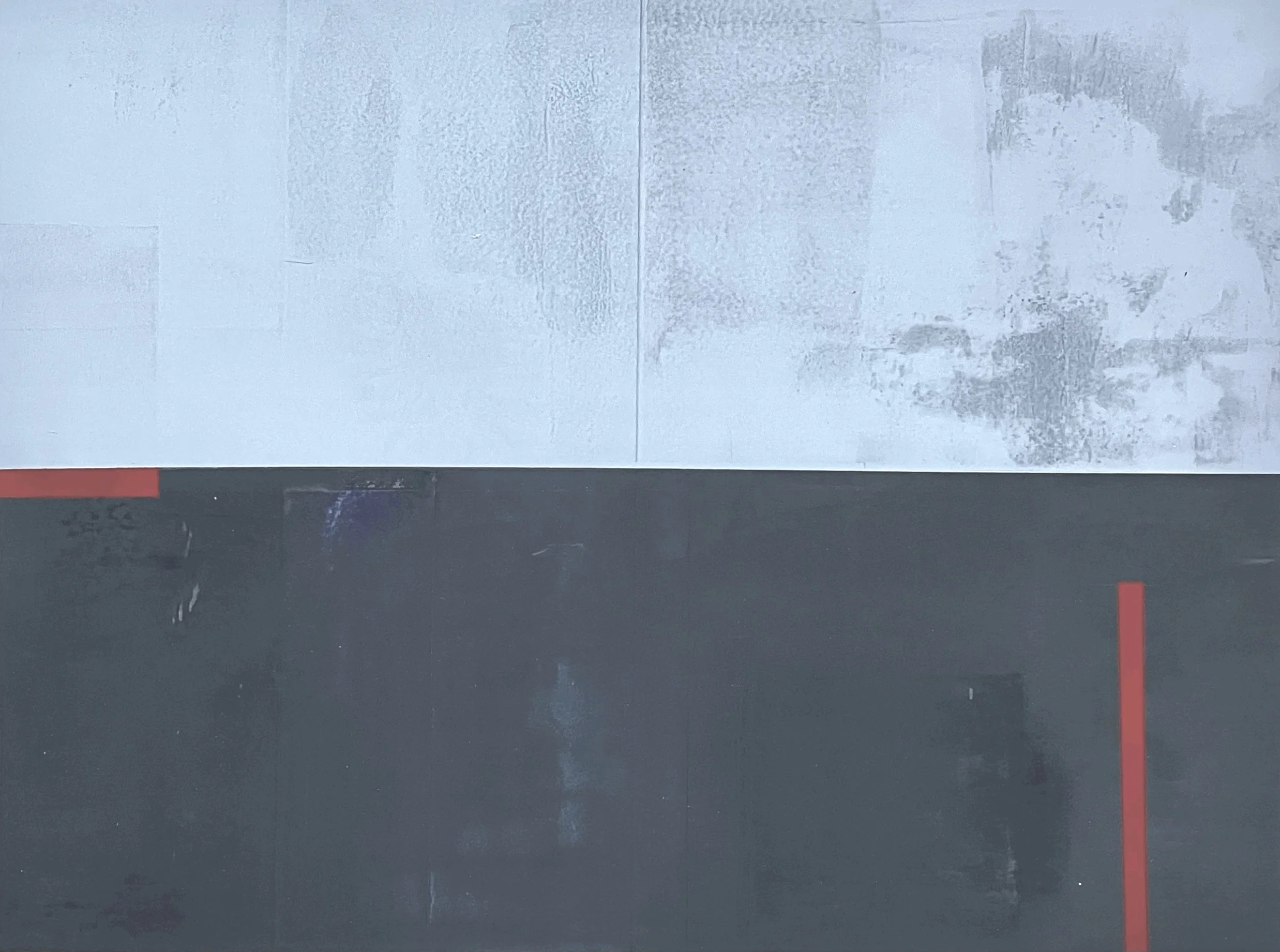 Abstract tiles with a black and gray color scheme, featuring red accents.