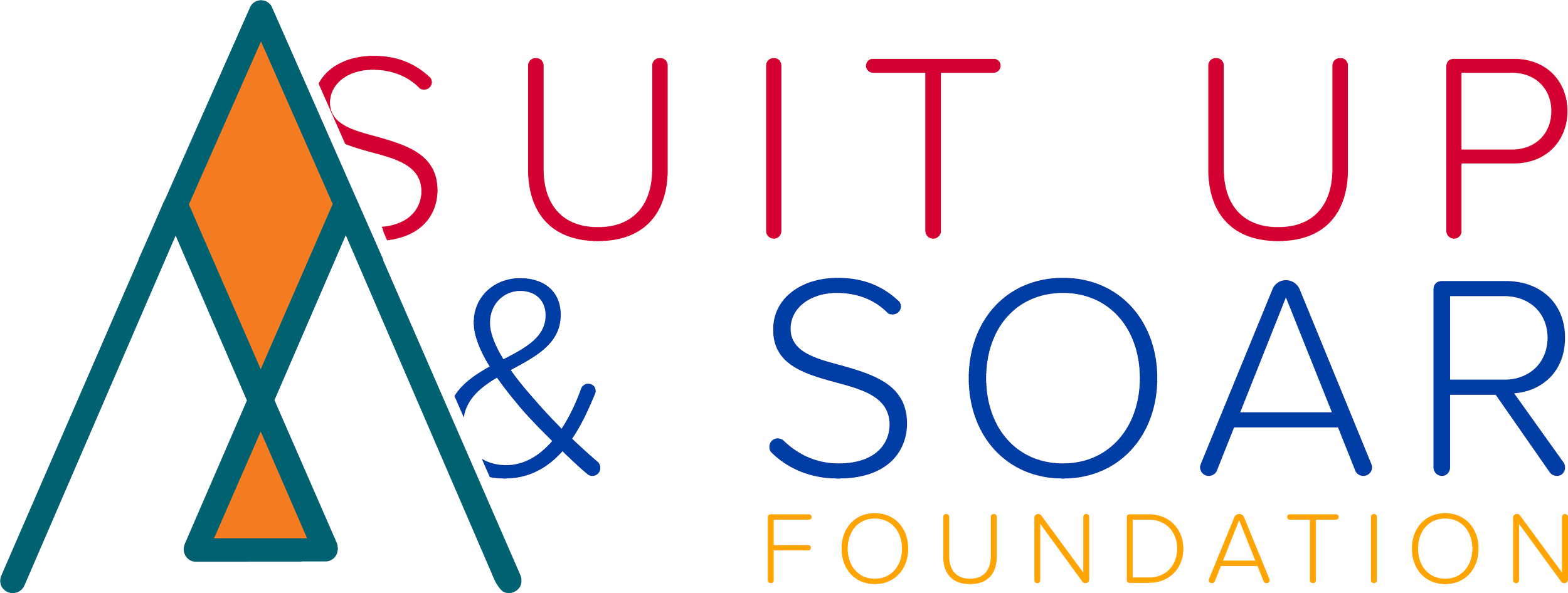 Logo for the Suit Up & Soar Foundation featuring stylized suspension bridge and colorful text.