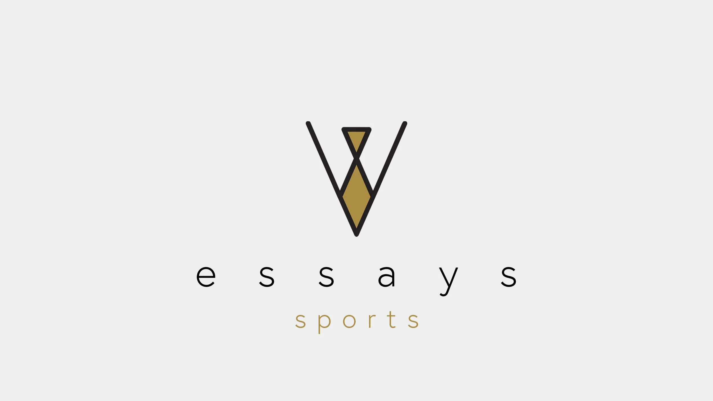 Logo with a stylized letter V and diamond shapes above the word 'essays' with 'sports' underneath.
