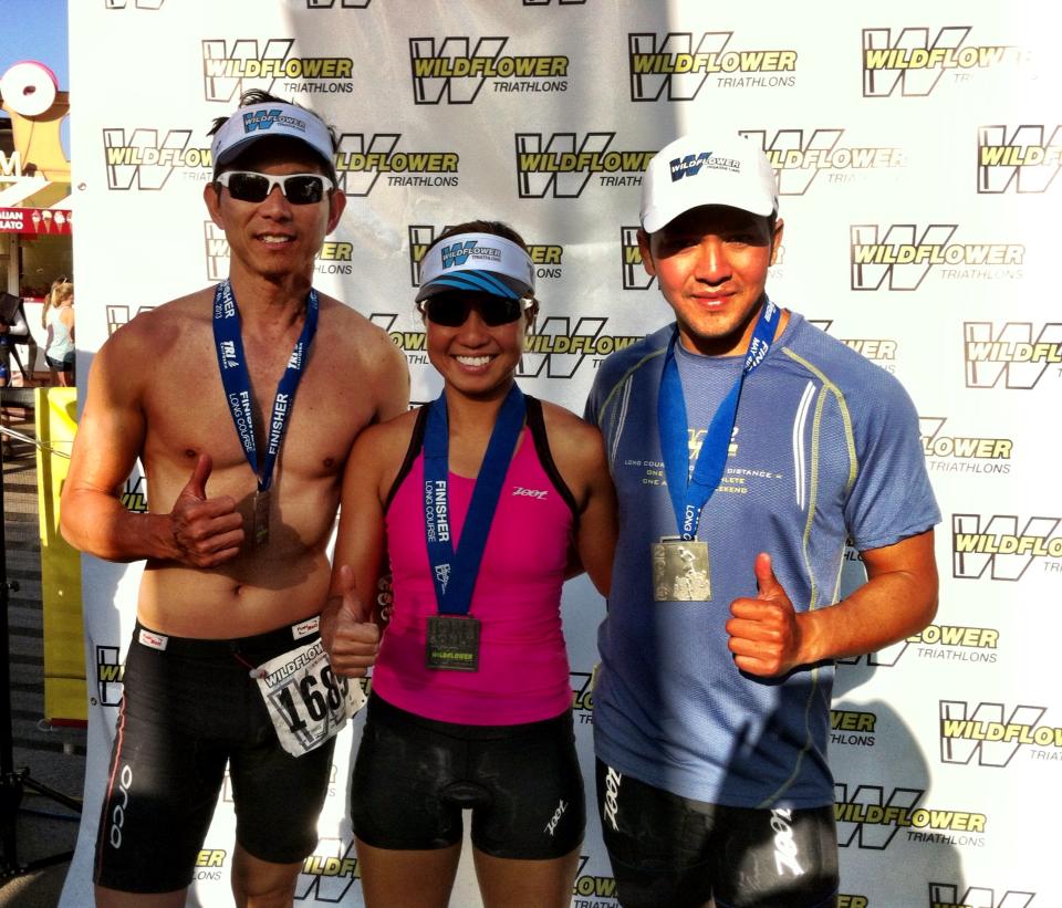 My first Wildflower Triathlon race in 2013. I had a blast then, training weekly with my triathlete friends Tom Vo (left) and Manly Danh (right), and racing together. I must say I am an extremely blessed girl. This first WildFlower race was also paid for. I don't have a lot of money, but angels like these good friends saw my love for the sport and sponsored the registration fee, transportation and accommodation. Three years later in 2016, another good friend, Joseph (pictured above) would also sponsor my race. 