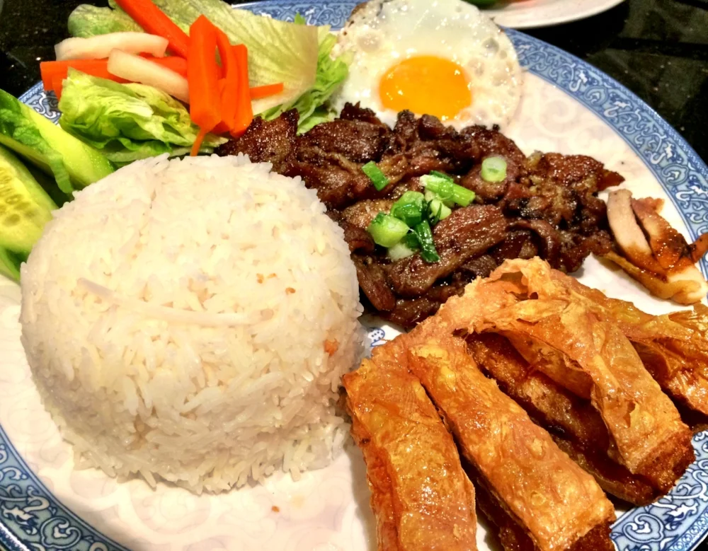 This is a standard Vietnamese rice plate made up of grilled meat, veggies, egg and shrimp cake. Disclaimer: I'm no saint and while I practice eating whole foods as much as possible, I have the occasional piece or two of processed food like the fried…