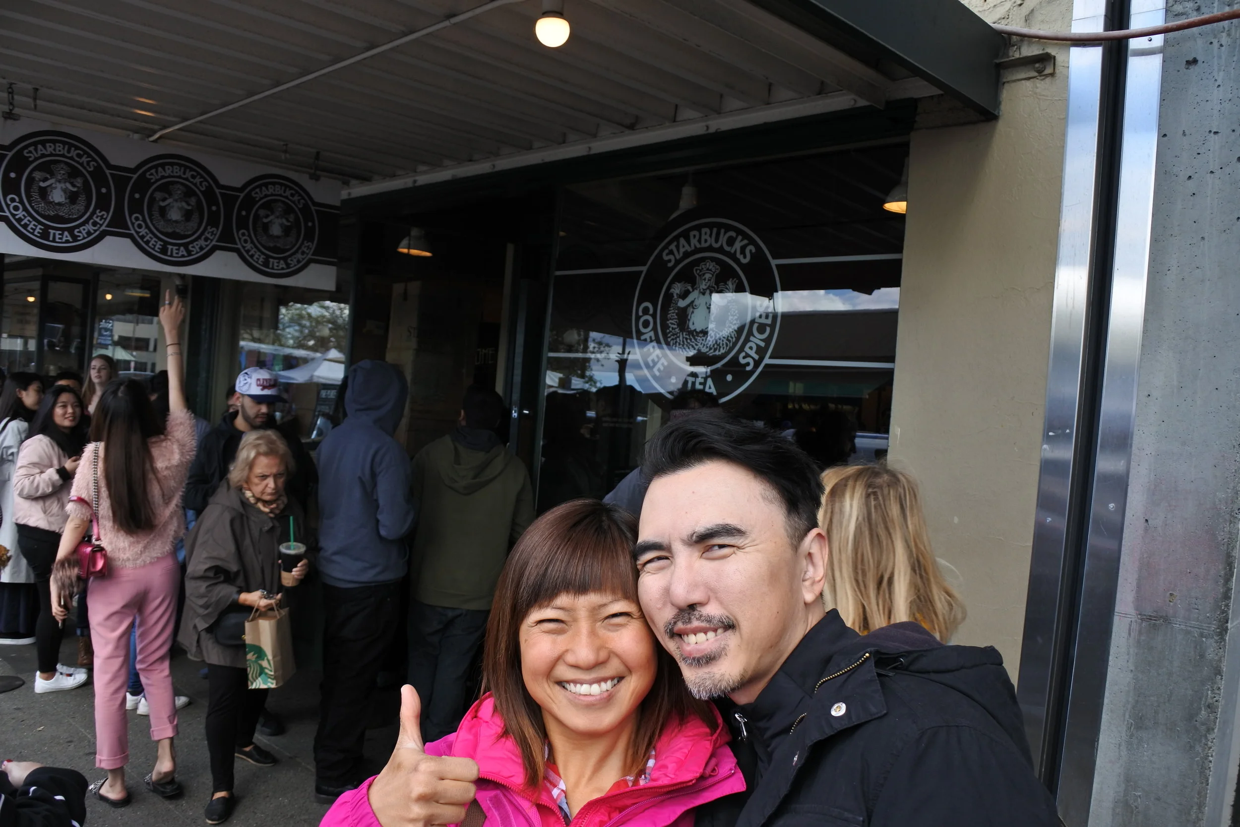 Being coffee lovers ourselves, we gotta take this shot and give the First Starbucks Store a thumbs up!