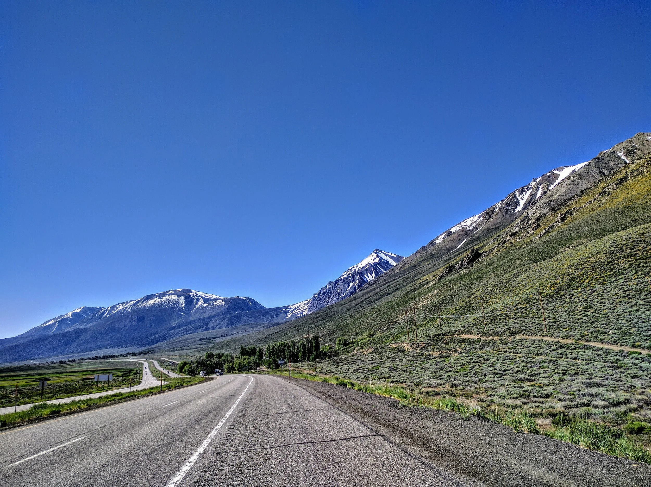 Spectacular sight of mountains driving from Mammoth to Bishop.