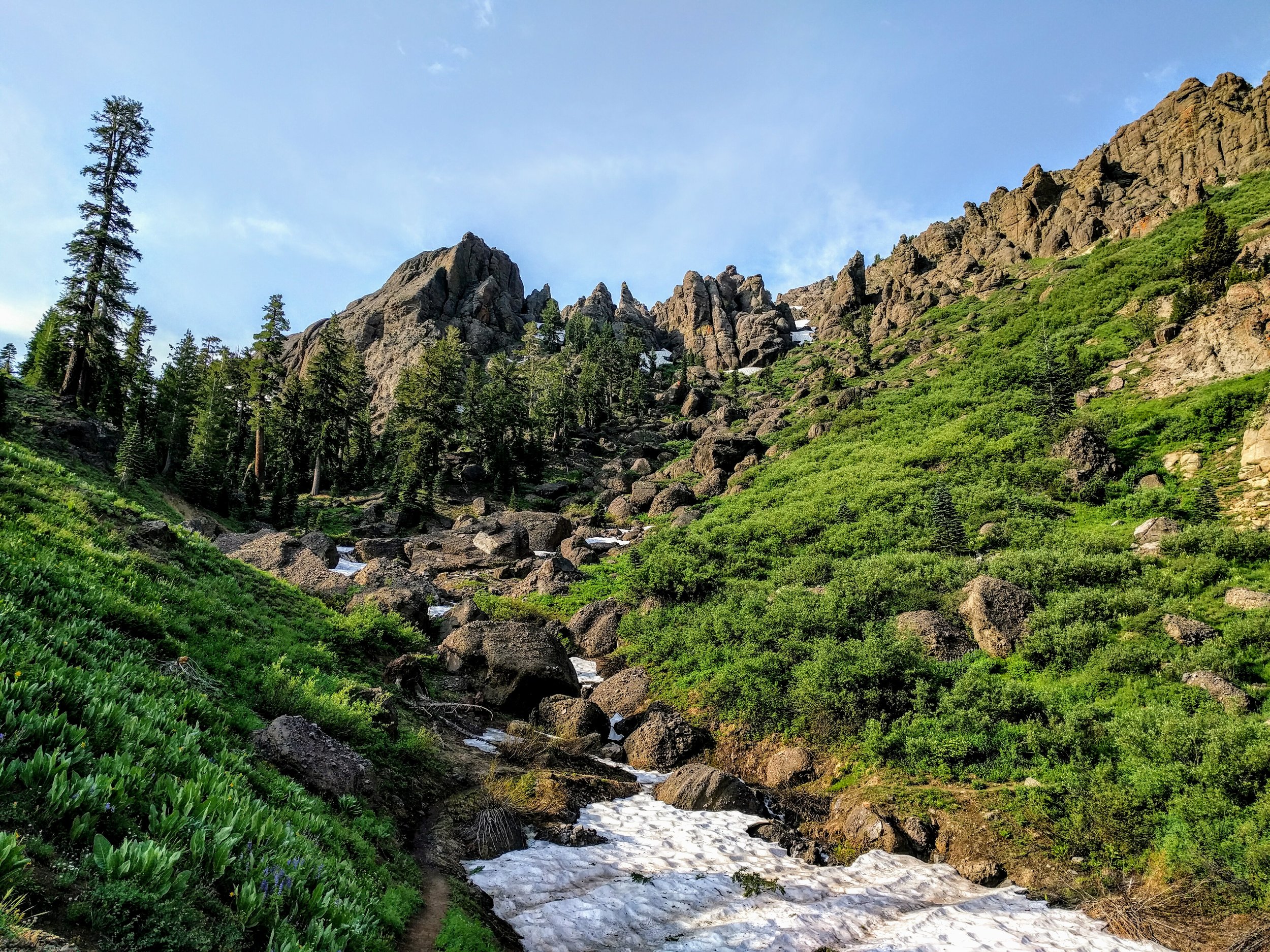 We hiked down the mountain into the green valley and eventually, civilization