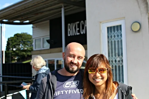 My buddy Paul and I and his sister Helen (not pictured) having breakfast by the riverfront on a goegeous sunny Saturday