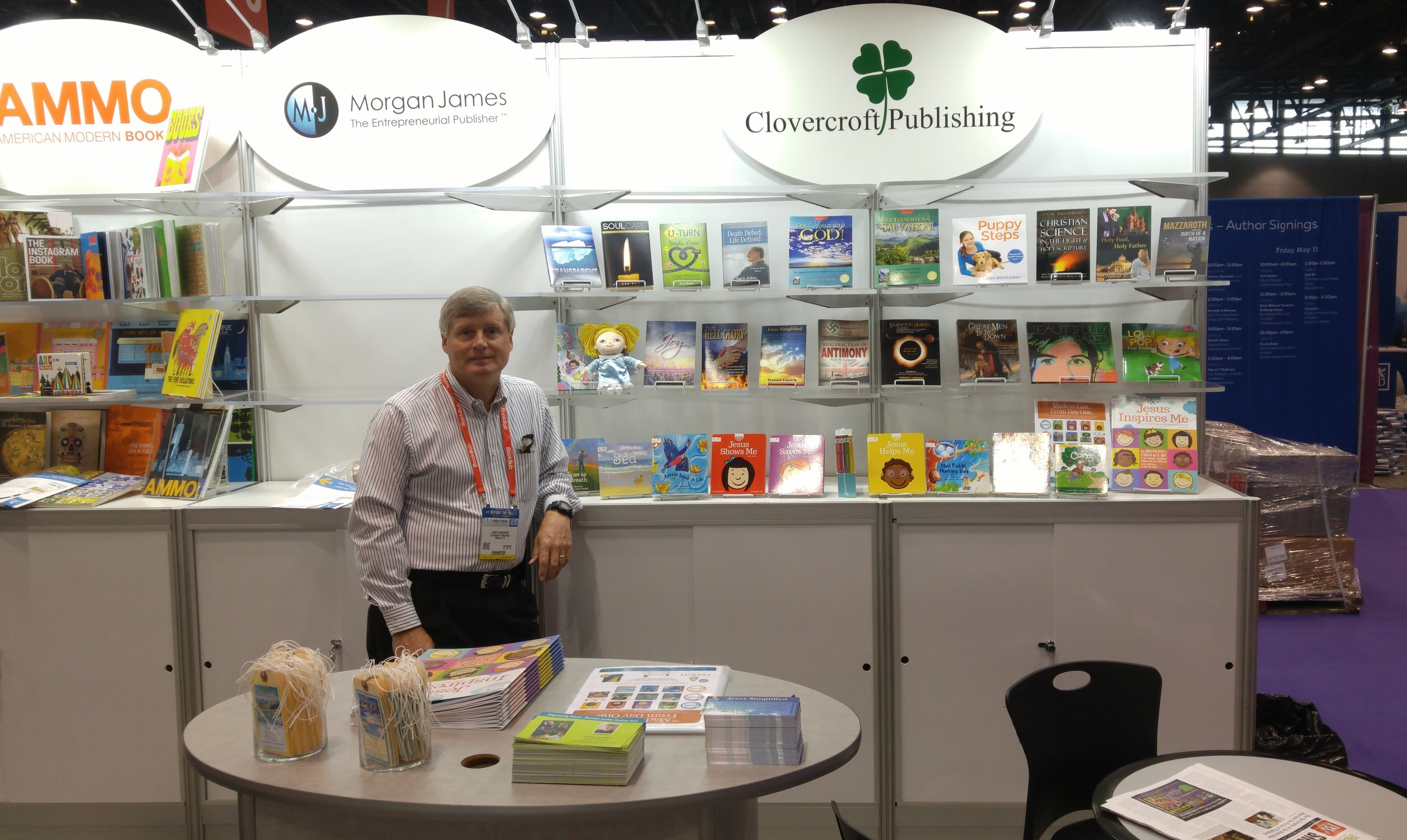 All throughout the year, Clovercroft heads out to events and conventions all across the United States. Here's is a photo of Larry at our booth we had at the May 2016 BEA show in Chicago, IL.