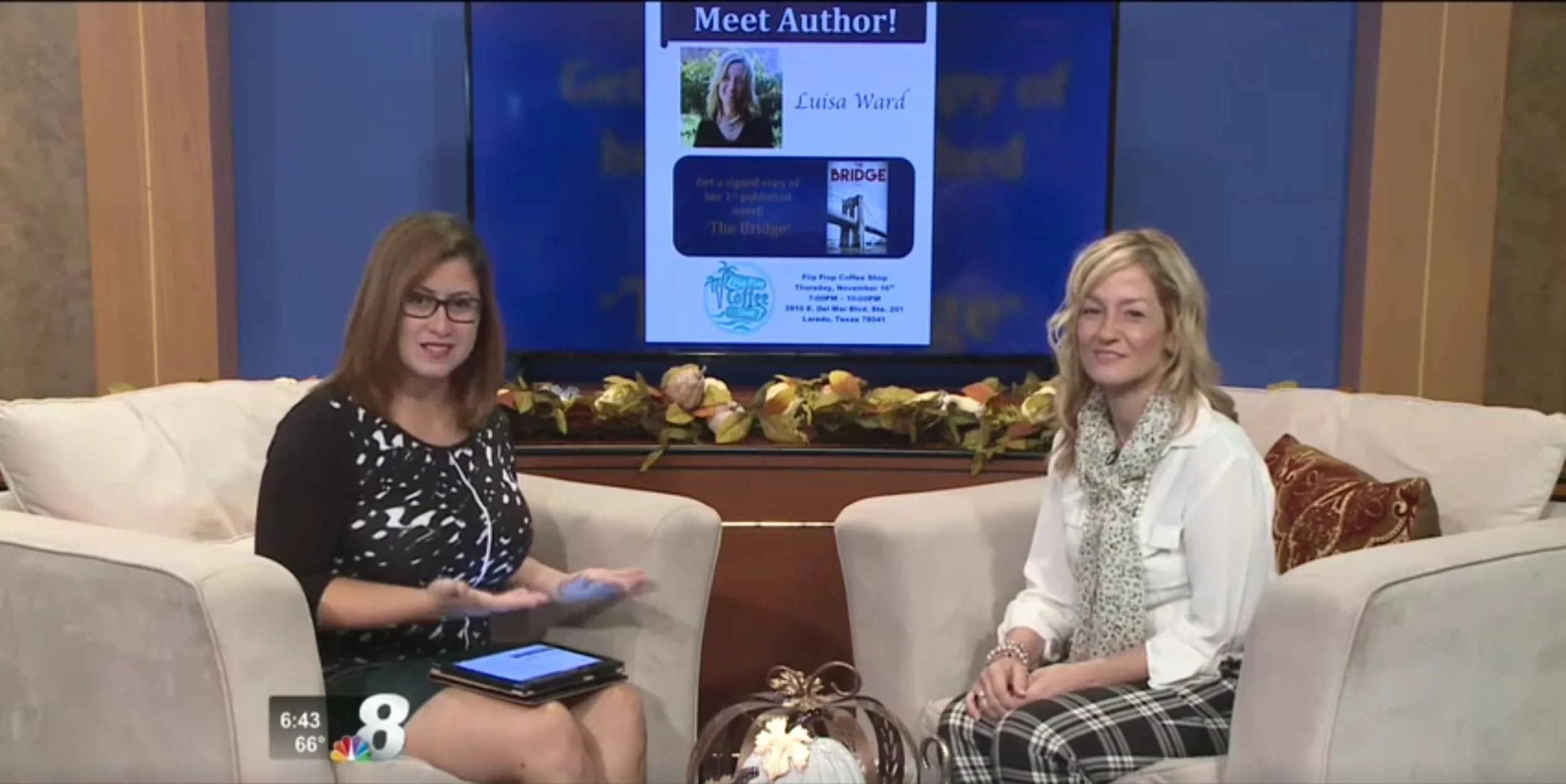 Luisa Ward went on to channel 8 news to do an interview about he book, The Bridge