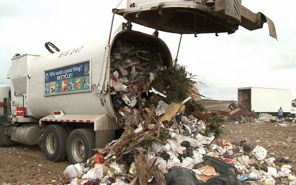 Landfilling is cheaper and easier than recycling, and it also represents the status quo (making it 'hassle-free'). For responsible recyclers (not shown in picture), that's a hard value proposition to compete with.