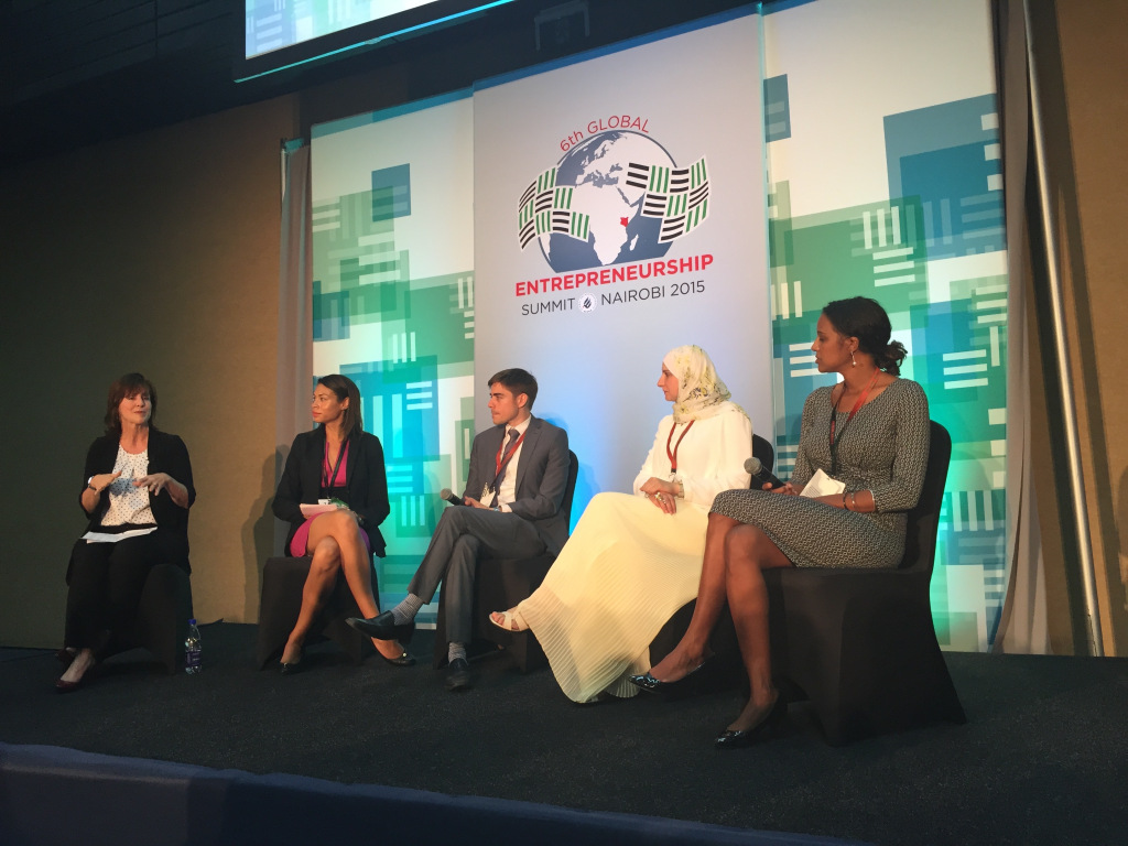 Jean Case, CEO at The Case Foundation. Breanna Zwart, Global Communications and Public Policy at Google. Mark Straub, Co-founder and Director of Khosla Impact. Nermin Saad, Engineer and CEO of Handasiyat. Isis Nyongo CEO and Founder of MumsVillage.