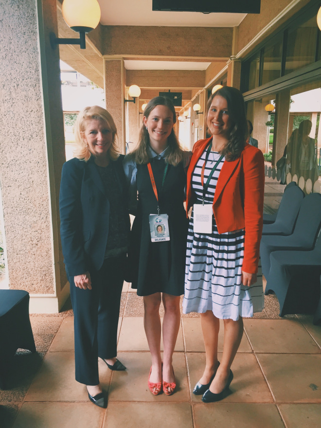 Catherine Russell, Ambassador-at-Large for Global Women's Issues. Bonnie Howland and I.