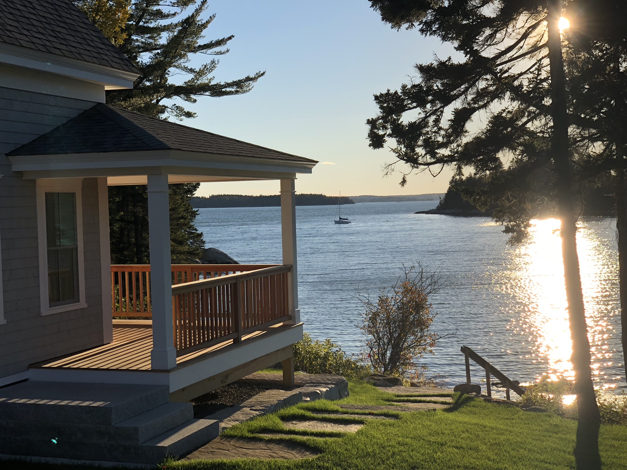 Ocean views from deck at cottage in Maine