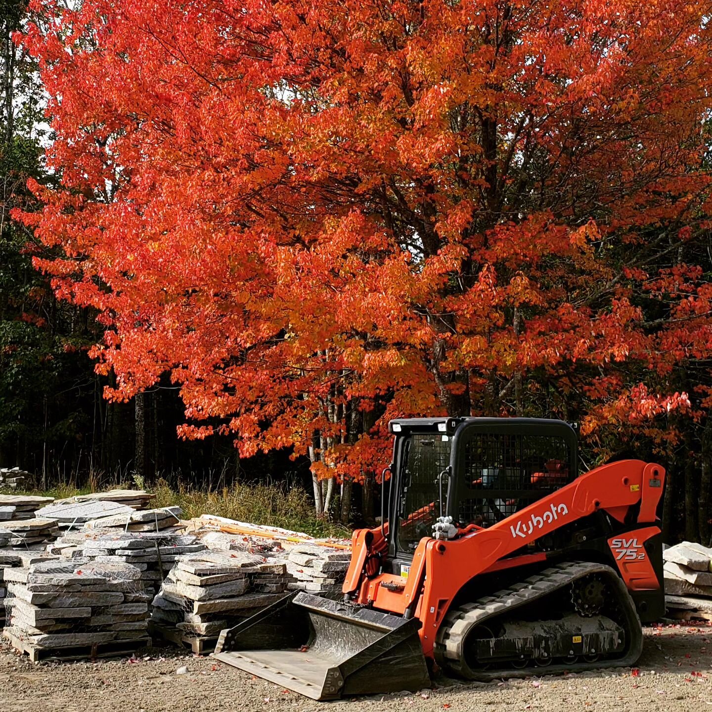 Happy Fall! Where did the Summer go? We're gearing up for another round of projects starting.

 @acadialandscape #fall #mountdesertisland #stonepavers #notimetorest  #kubota