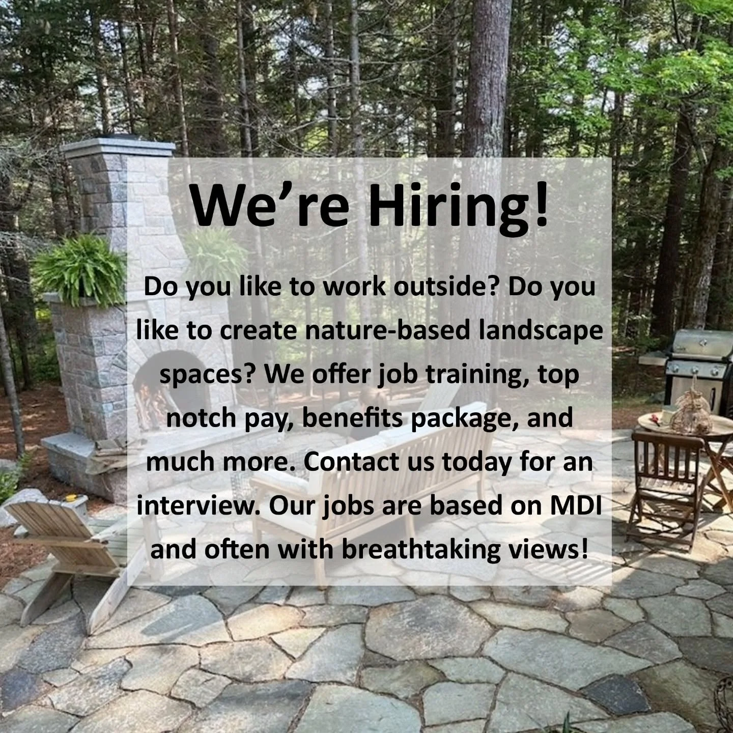 We're hiring! Do you like to work outside? Do you like to create nature-based landscapes? We offer competitive wages and a generous benefits package. Willing to train, but experience is a plus. Contact us today for an interview.

#jobopportunity #nat
