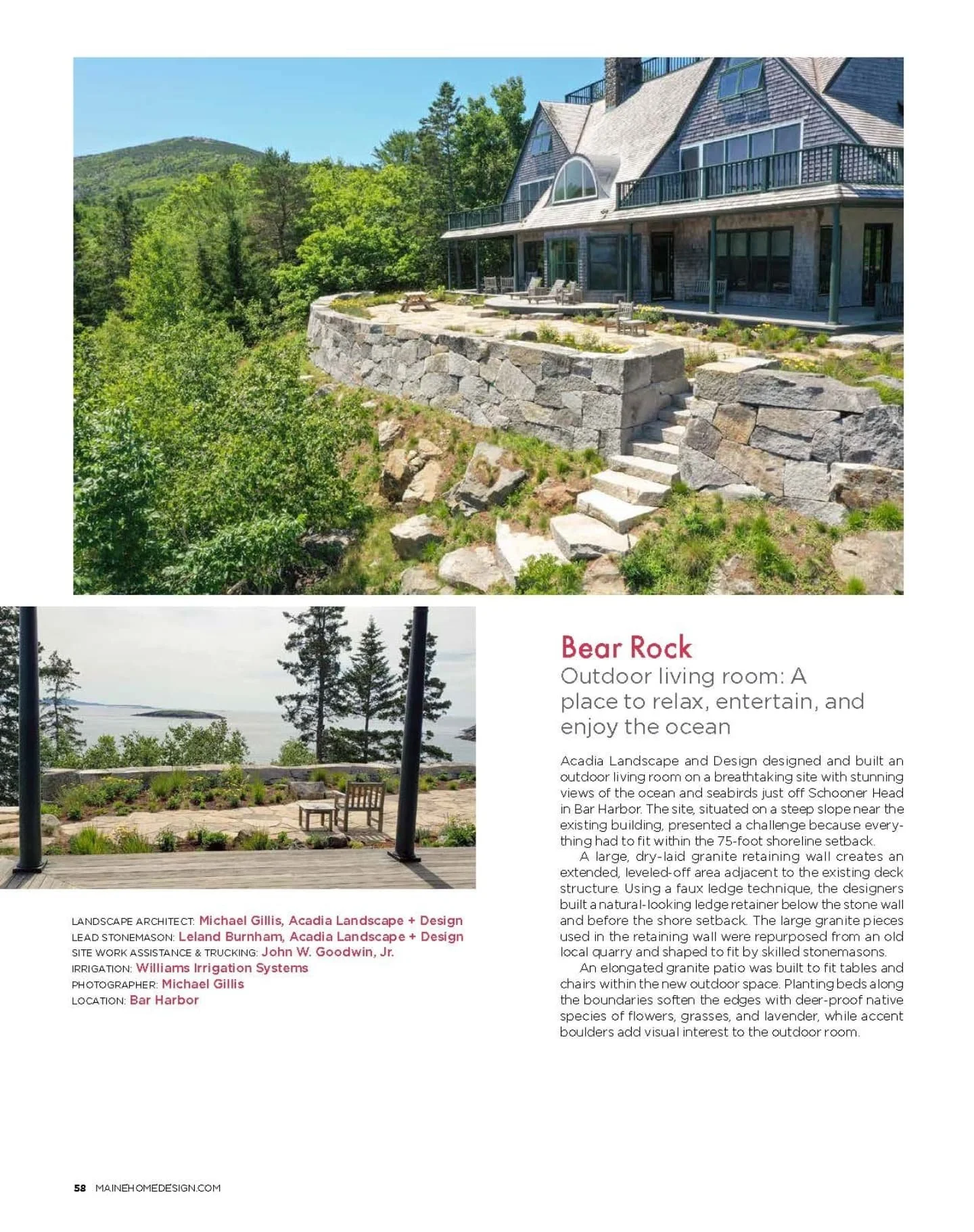 We are honored to be included in the August issue of Maine Home + Design's inaugural Landscape + Garden edition. Our project Bear Rock was selected for its creative design, sustainability, and coastal resilience. @mainehomedesign 

#mainehomedesign
#