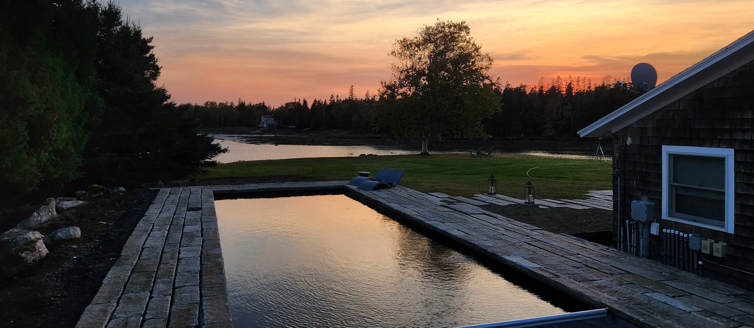 Finished pool at sunset