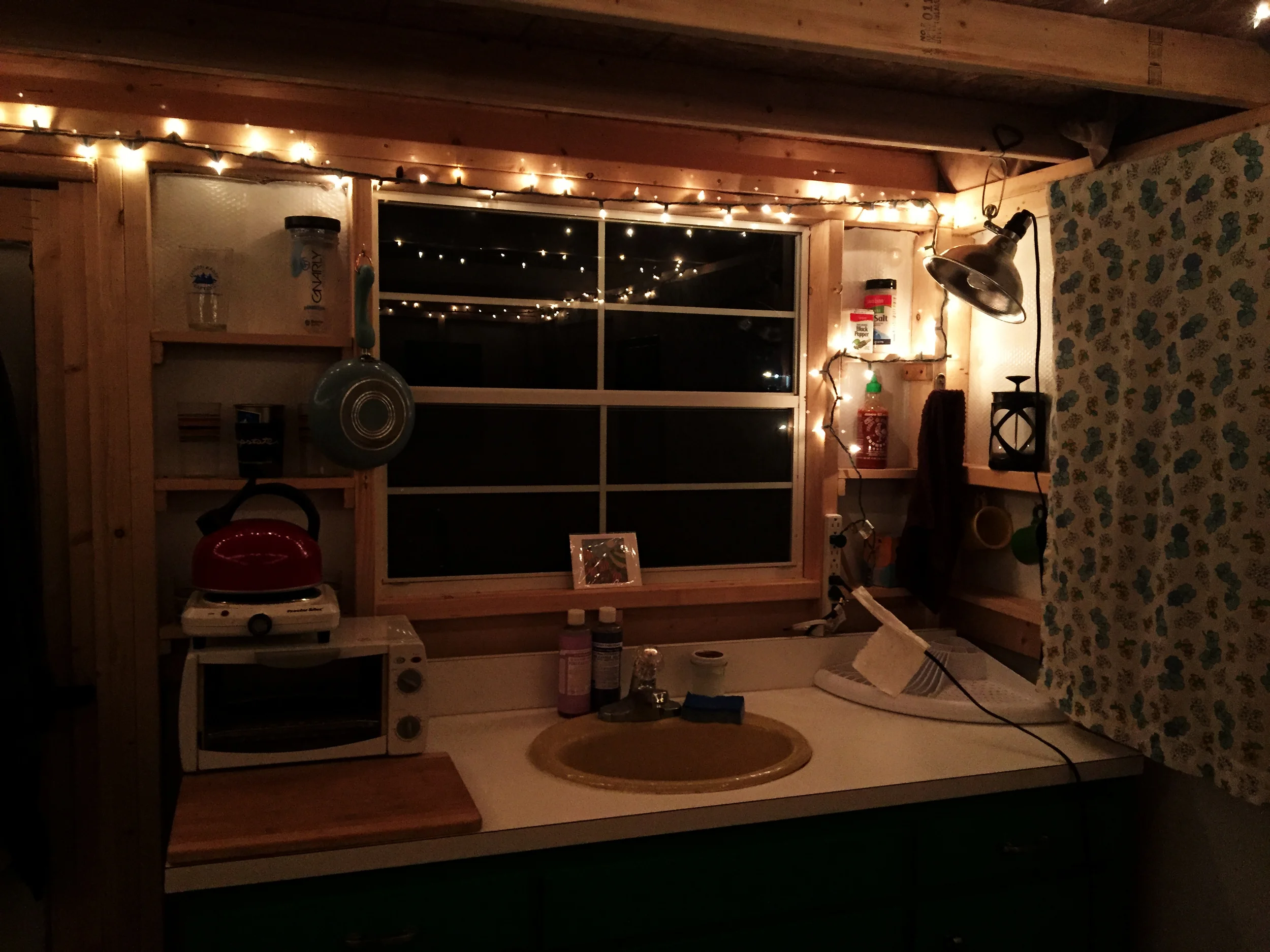 Fully stocked kitchenette. Ready for coffee and simple meals. Includes mini fridge.