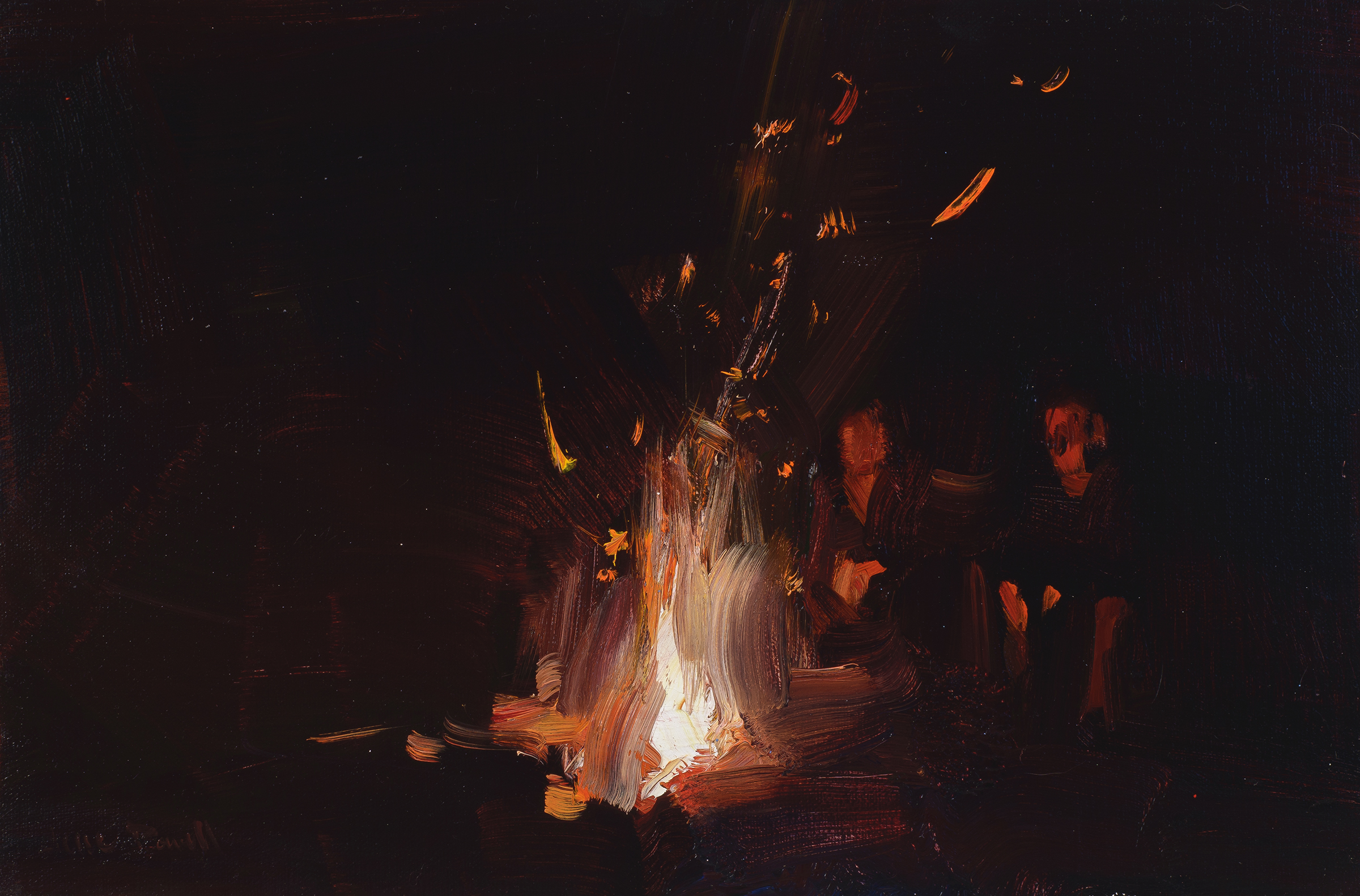  CAMPFIRE STUDY&nbsp; &nbsp; &nbsp; &nbsp; &nbsp; &nbsp; &nbsp; 8x12 inches, oil on linen  