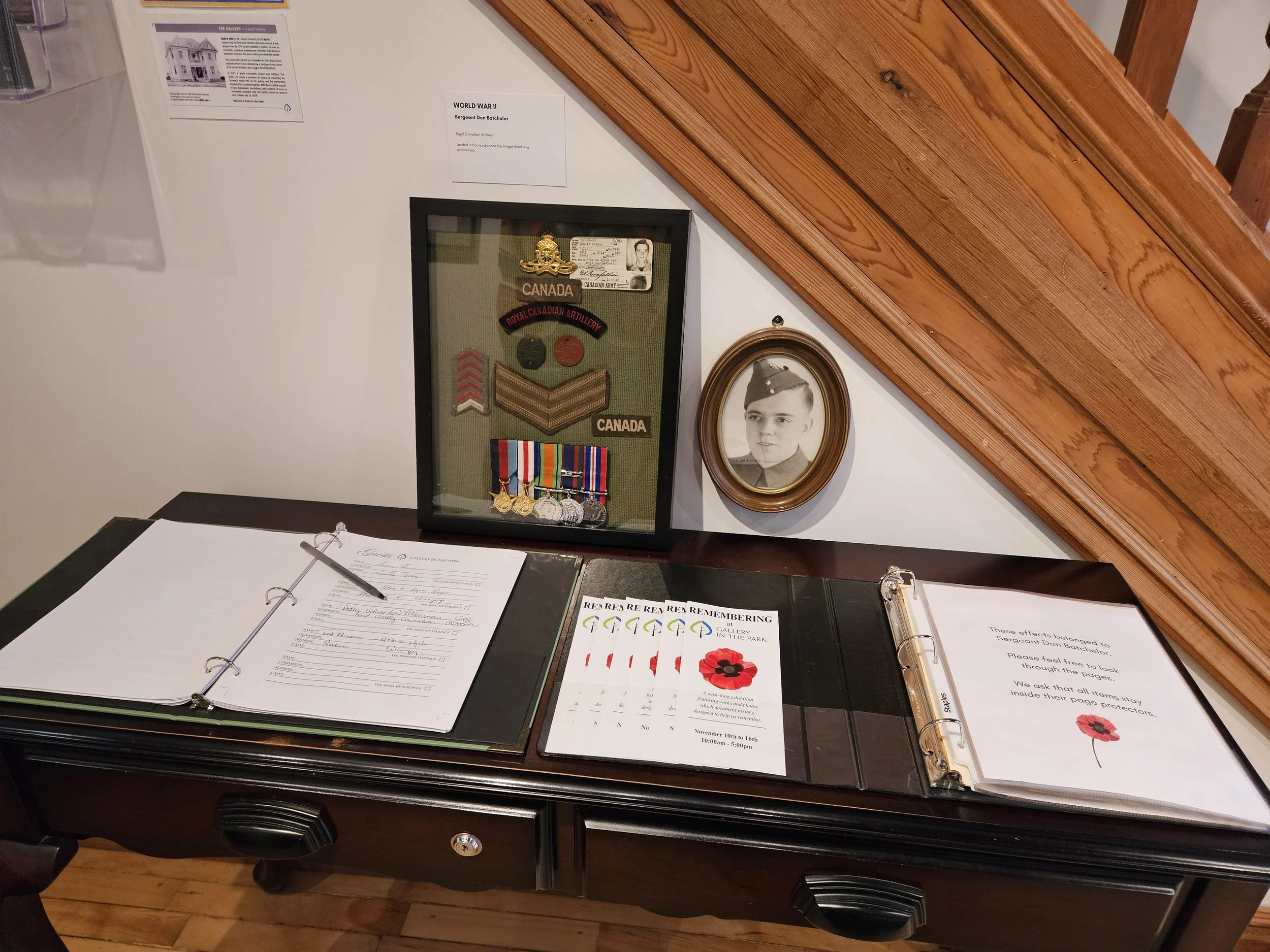  Medals and effects on display belonged to Sergeant Don Batchelor (photo displayed on the right).  Items on loan from Perry Batchelor. 