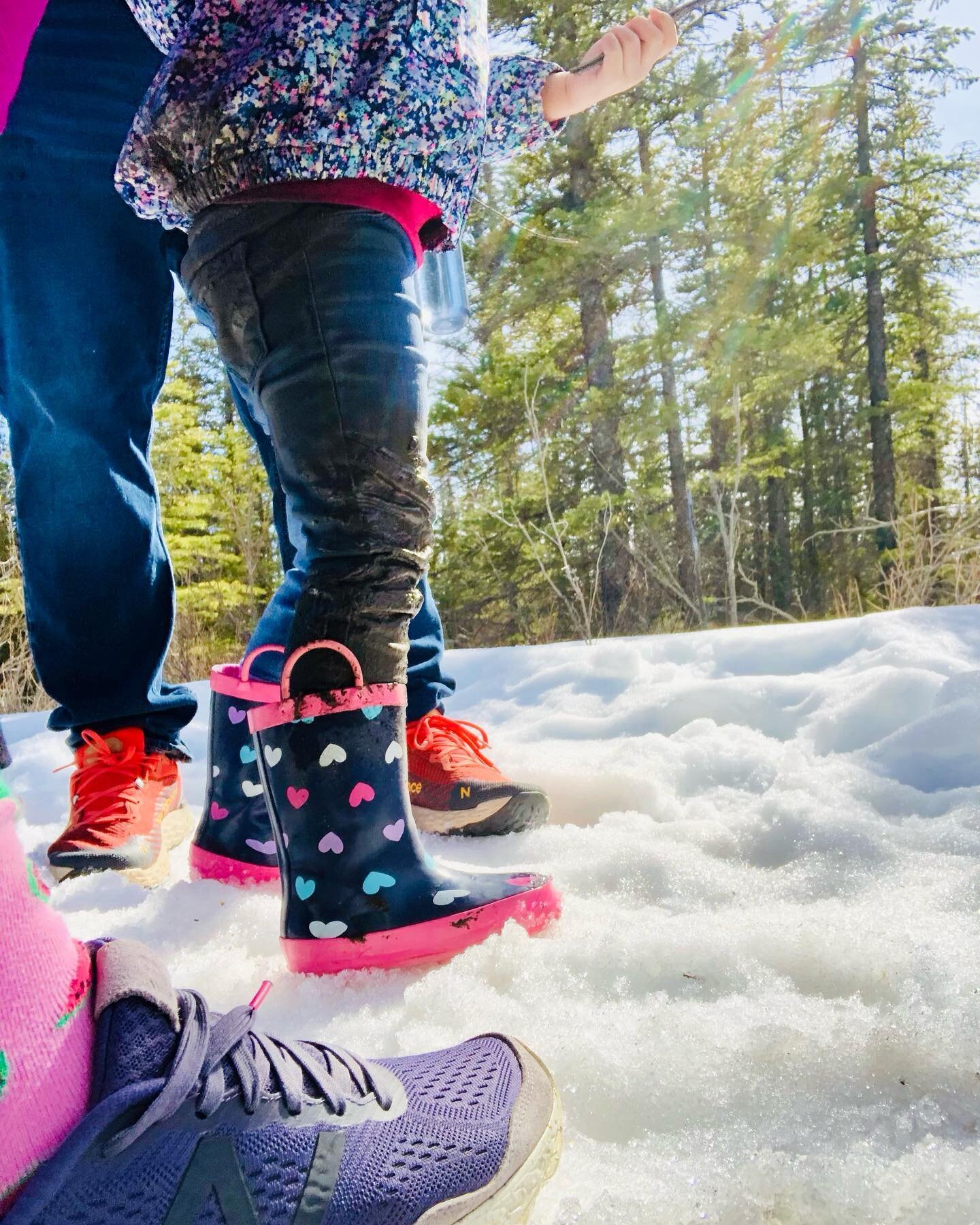 What a gorgeous day for a muddy, slushy, sunshine-y walk in the woods&hellip; even with a mini-meltdown to boot! 🙃

Kiddo really got into character today &mdash; channelling her inner Peppa, jumping in muddy puddles and, of course, falling into the 