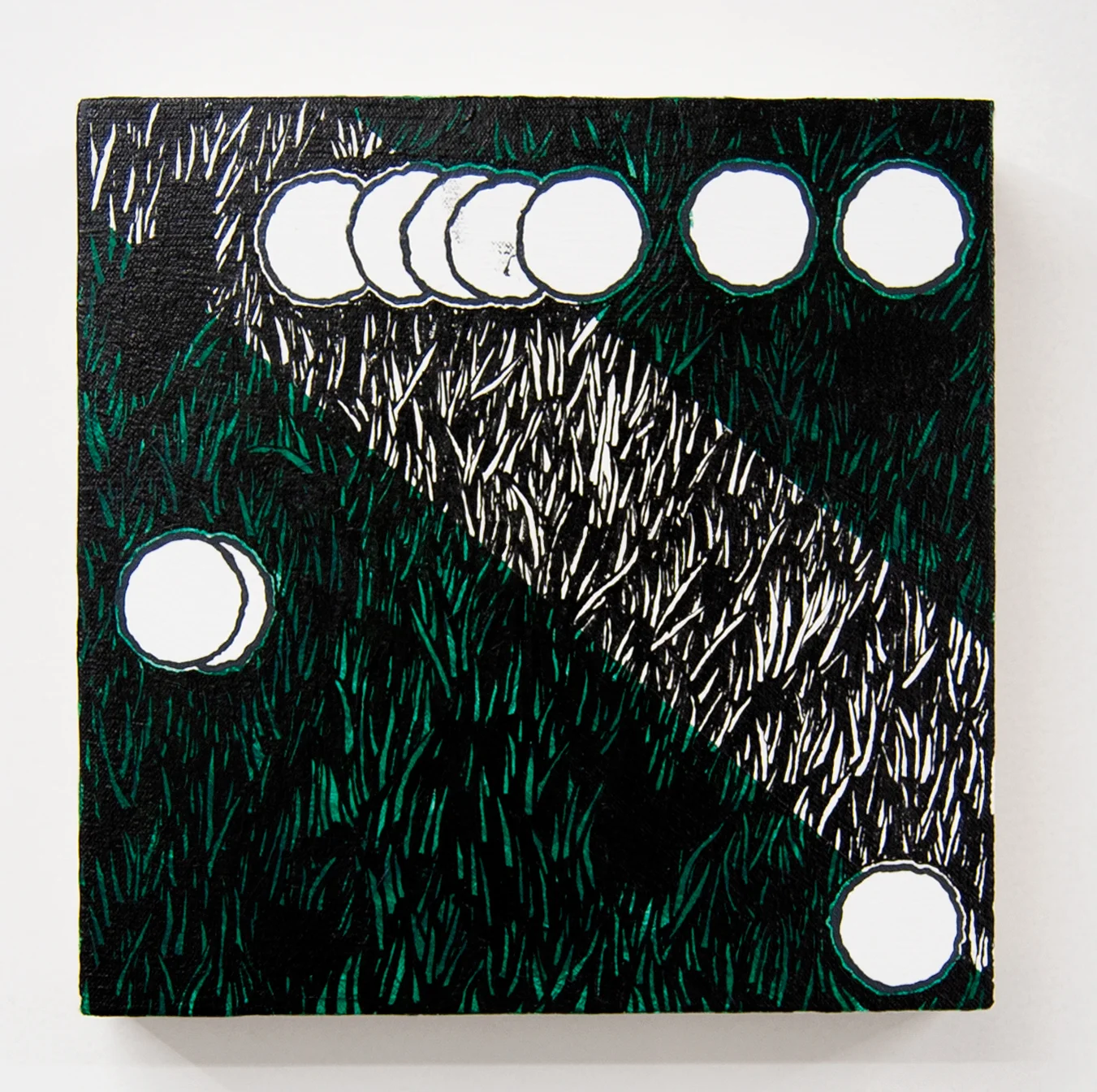 “Pitch Slant,” acrylic on canvas, 10 x 10 inches, 2019