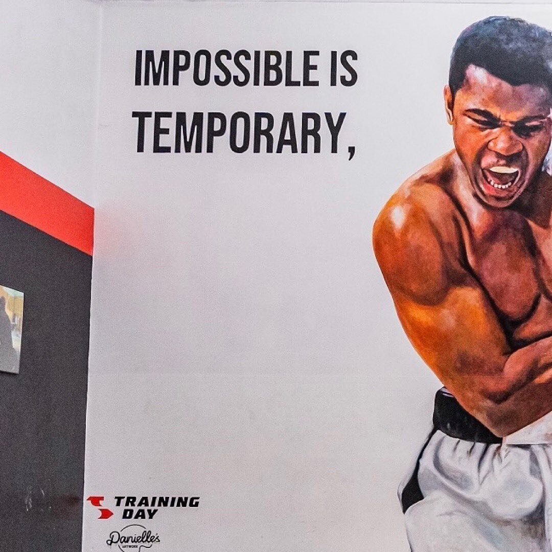 Out of all the artworks in our gyms, hand painted by the talented painting 🧑&zwj;🎨 @daniellesartwork

Which is your favourite? 🤔

@trainingdaygymclayton
@trainingdaygymburwood 
#muhammadali #michaeljordan #dwaynejohnson #therock #wonderwoman #marv