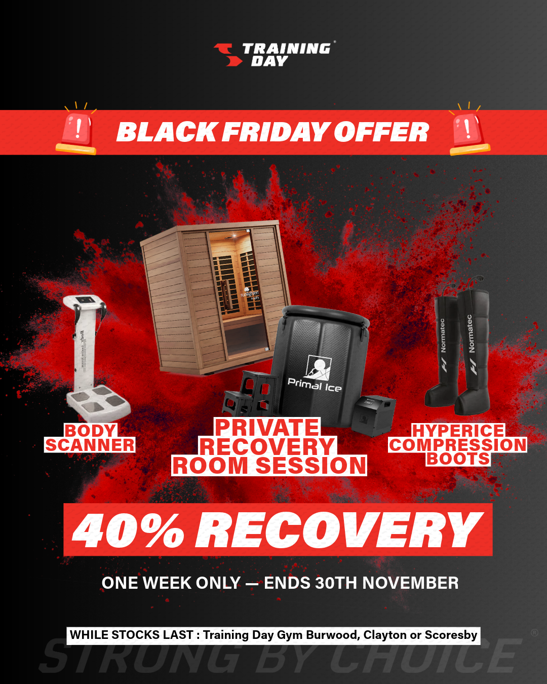 🚨 BLACK FRIDAY IS HERE! 40% OFF RECOVERY! 🚨Training Day Gyms 2025