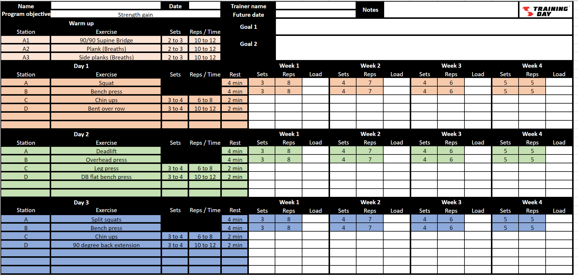 A FREE Strength Program For You Training Day Gym
