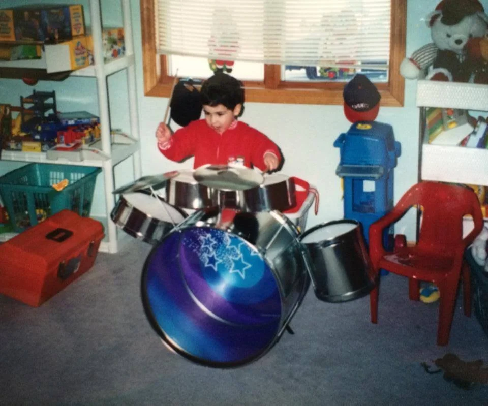 First drum set. Age 3.