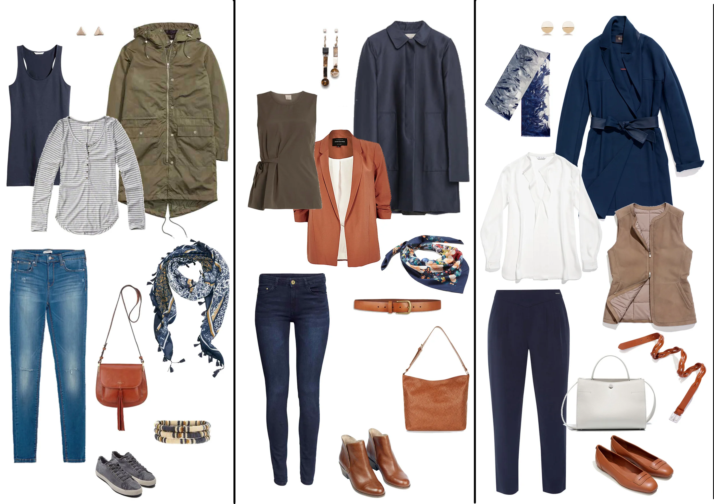 3 casual look proposals for 20s, 40s and 60s ladies