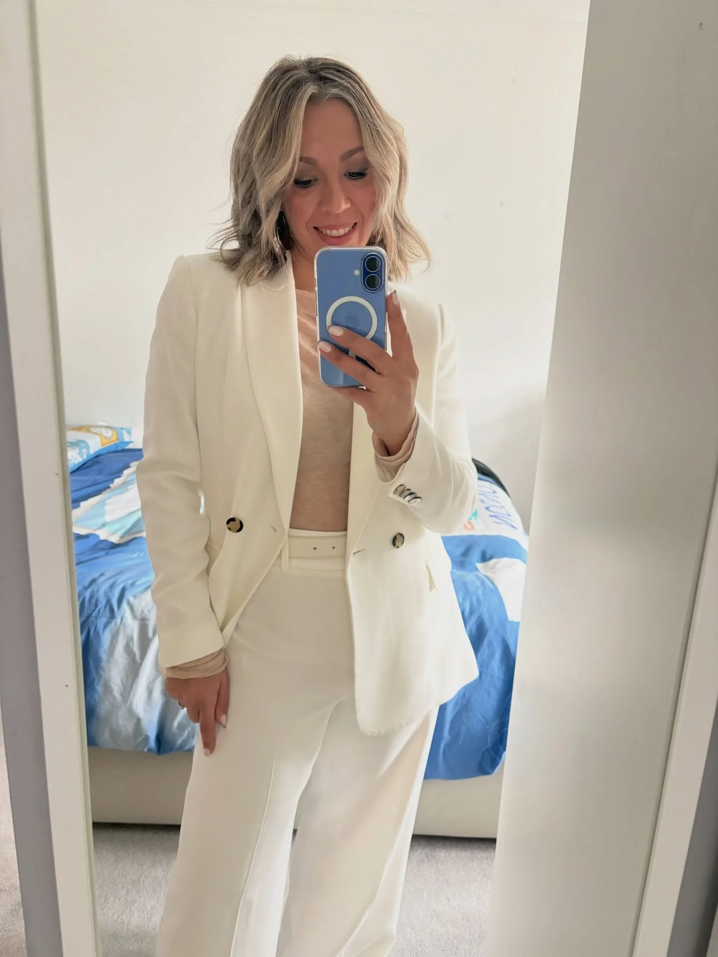 If someone had told me 15 years ago
&ldquo;I can see you wearing a white suit&rdquo;&hellip;

I would have laughed.

Me?!
The girl hiding in shapeless black clothes?

And yet&mdash;here we are.

Older.
Navigating perimenopause sh*t.
But also&hellip; 