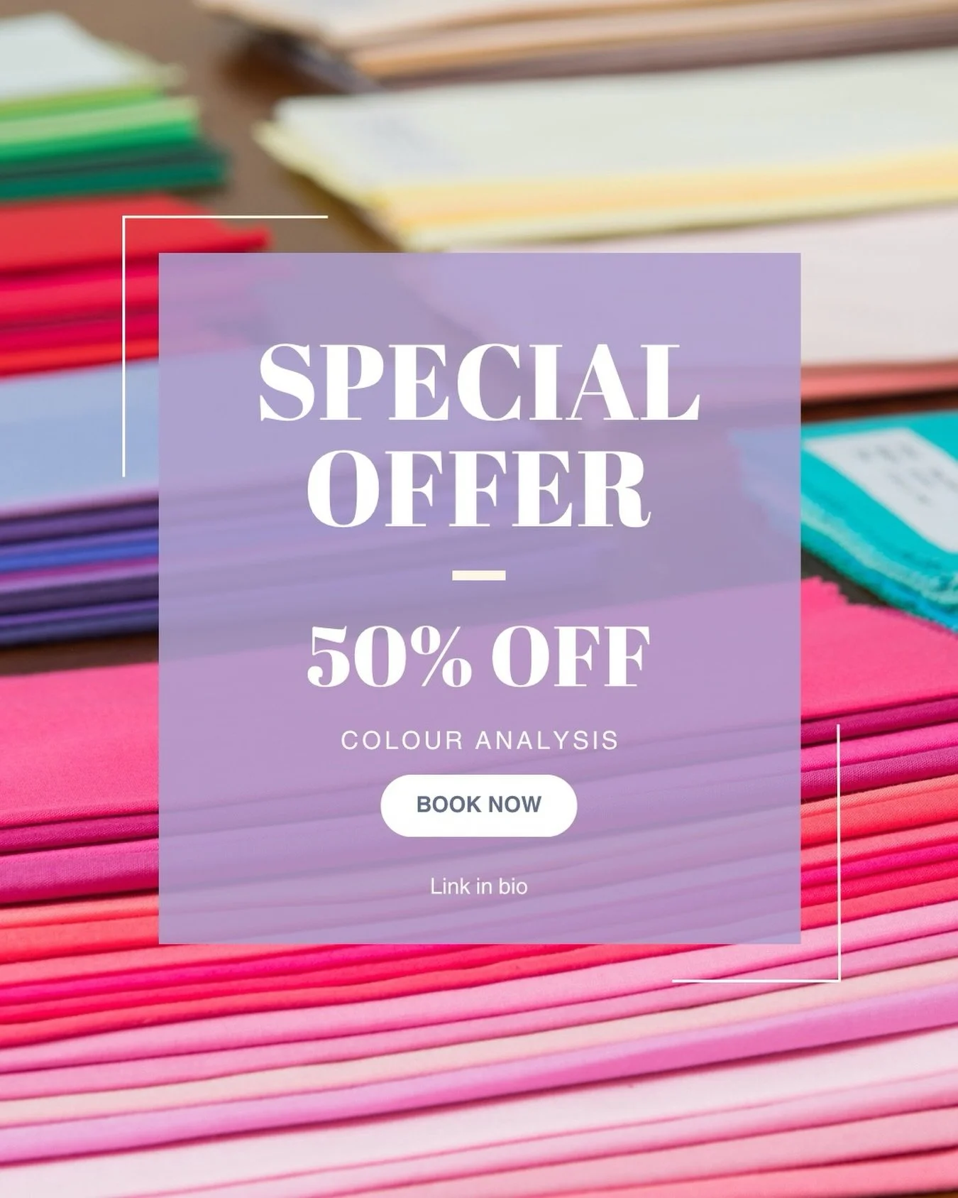 We&rsquo;re excited to introduce a limited number of Colour Analysis sessions at 50% off ✨

As part of our stylist training programme, we&rsquo;re releasing just 8 exclusive slots (4 per day) for a 4 Seasons Colour Analysis at &pound;89 instead of &p