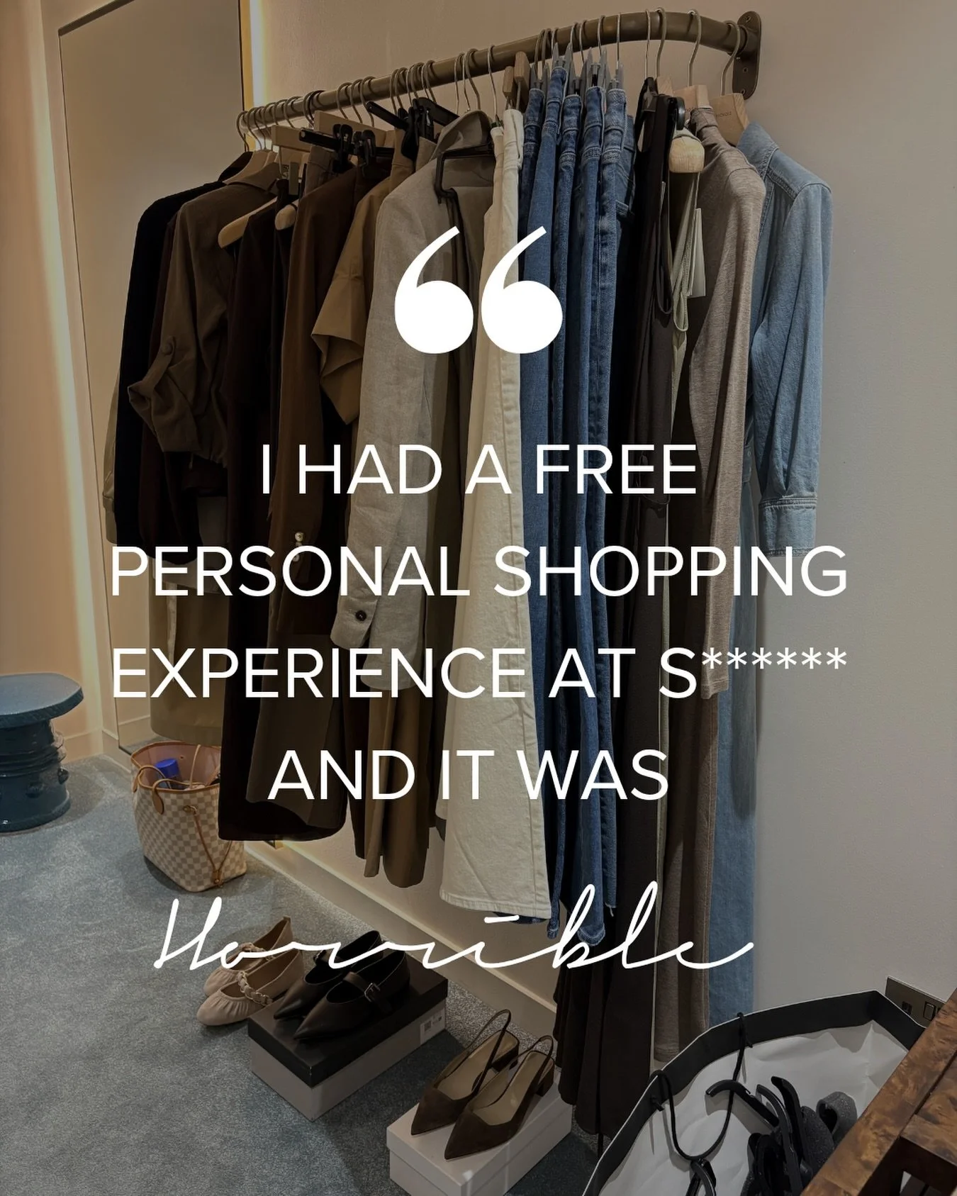 &ldquo;I had a free personal shopping experience at S******** and it was horrible.&rdquo;

I hear this more often than you&rsquo;d think.

Store-based personal shoppers can only shop what&rsquo;s available in their store. That means the advice, brand
