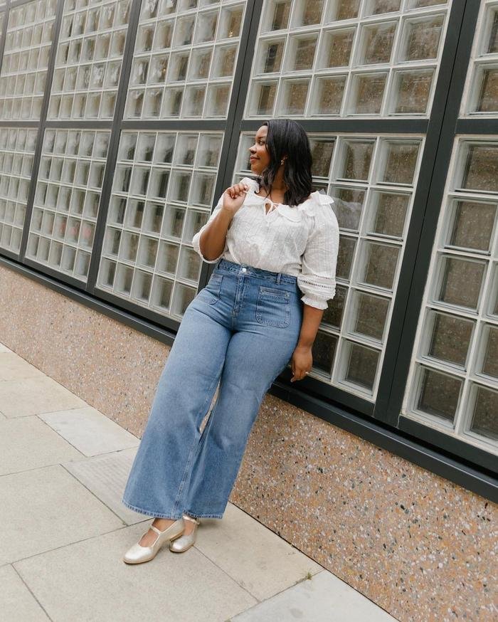 Wide-legged jeans are back