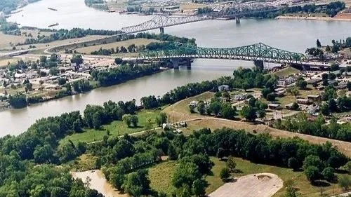 aerial view of bridge in point pleasant wv
