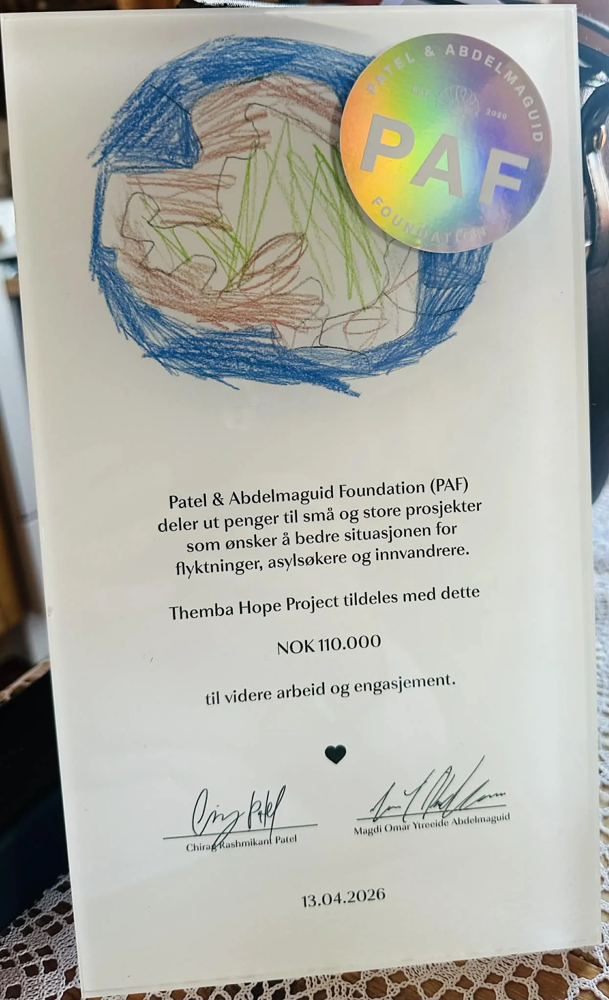 Pris fra PAF i forbindelse med utdeling av midler