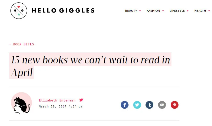 "Here’s why we’re REALLY excited to read Startup : Author Doree Shafrir writes for BuzzFeed and is entrenched in the tech world." - Hello Giggles , March 2017