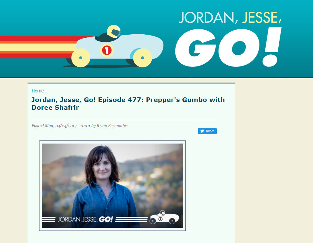 "Writer Doree Shafrir joins Jordan and Jesse for a discussion of Jesse’s interview with Terry Gross, Doree’s recent trauma getting bit by a dog, and Jordan’s trip to New Orleans." - Jordan, Jesse, Go! , April 2017