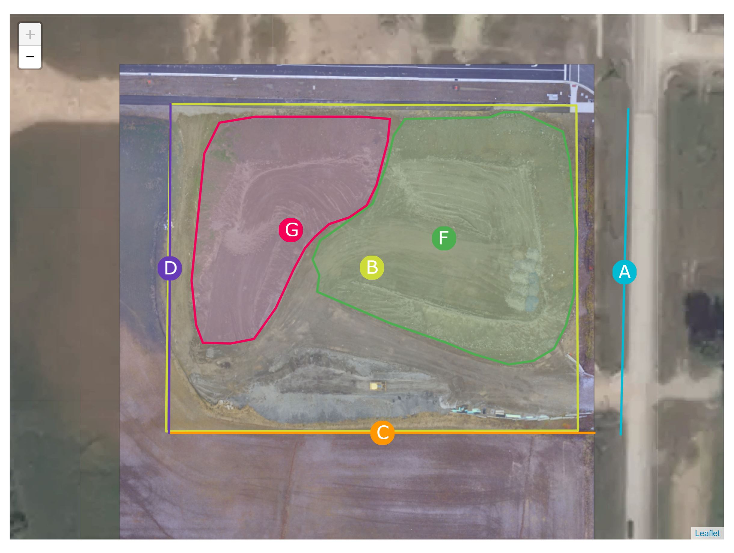 Measurement Data including Length, Cut/Fill, Slope, Square Footage, and Volume from aerial data captured!